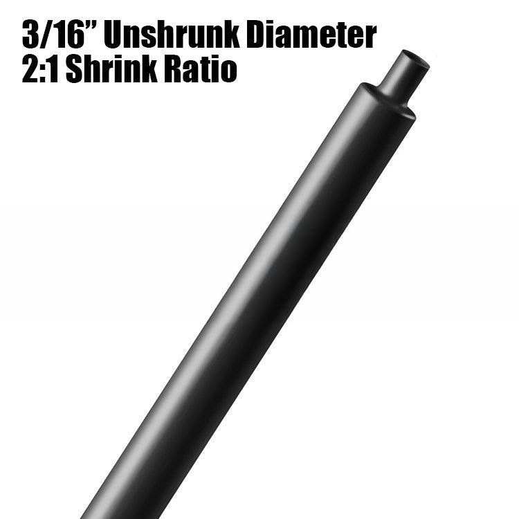 0.1875-inch unshrunk heat shrink tubing with 2 to 1 shrink ratio