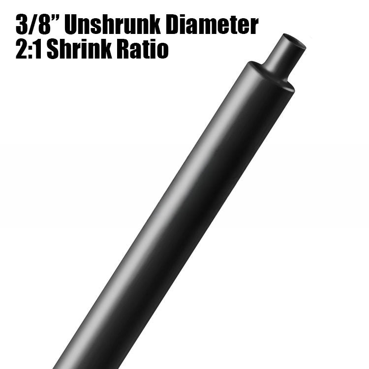 0.375-inch unshrunk heat shrink tubing with 2 to 1 shrink ratio