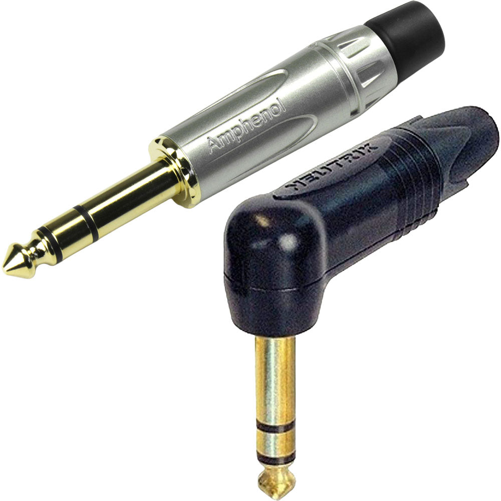 1/4-inch TRS pro audio cable end connectors for stereo or balanced mono applications