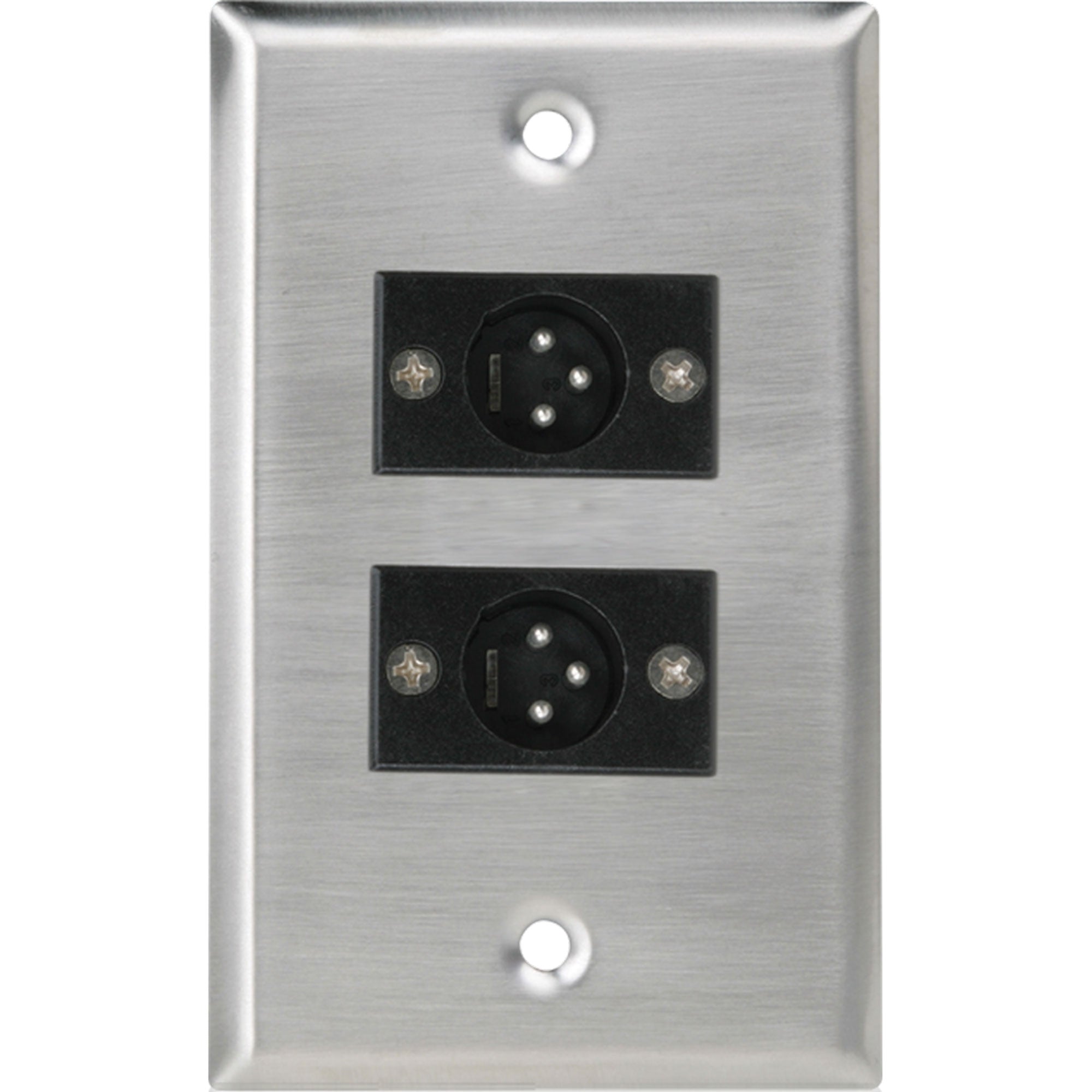 AtlasIED SG-XLR-M2 Single Gang Stainless Steel Plate with (2) Male 3 Pin XLR Connectors
