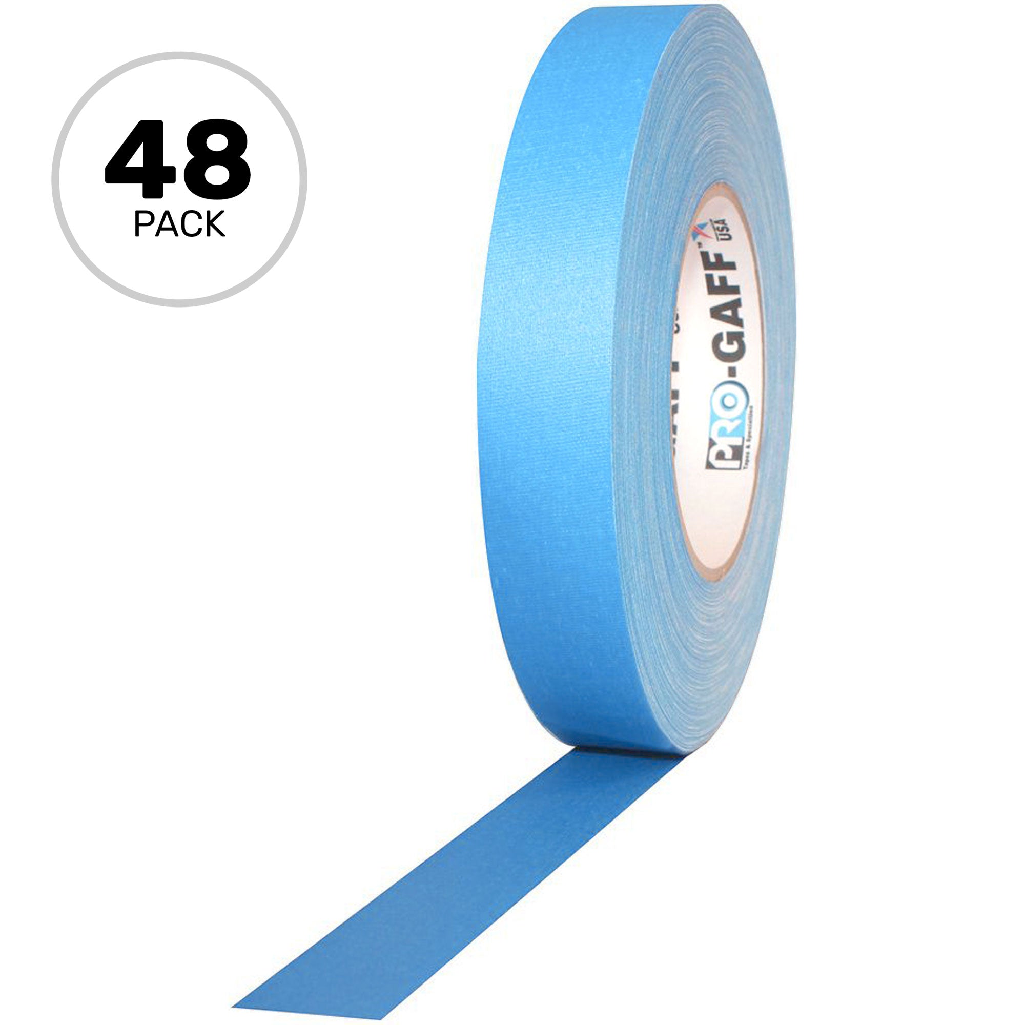 ProTapes Pro Gaff Premium Matte Cloth Gaffers Tape 1" x 50yds (Fluorescent Blue, Case of 48)