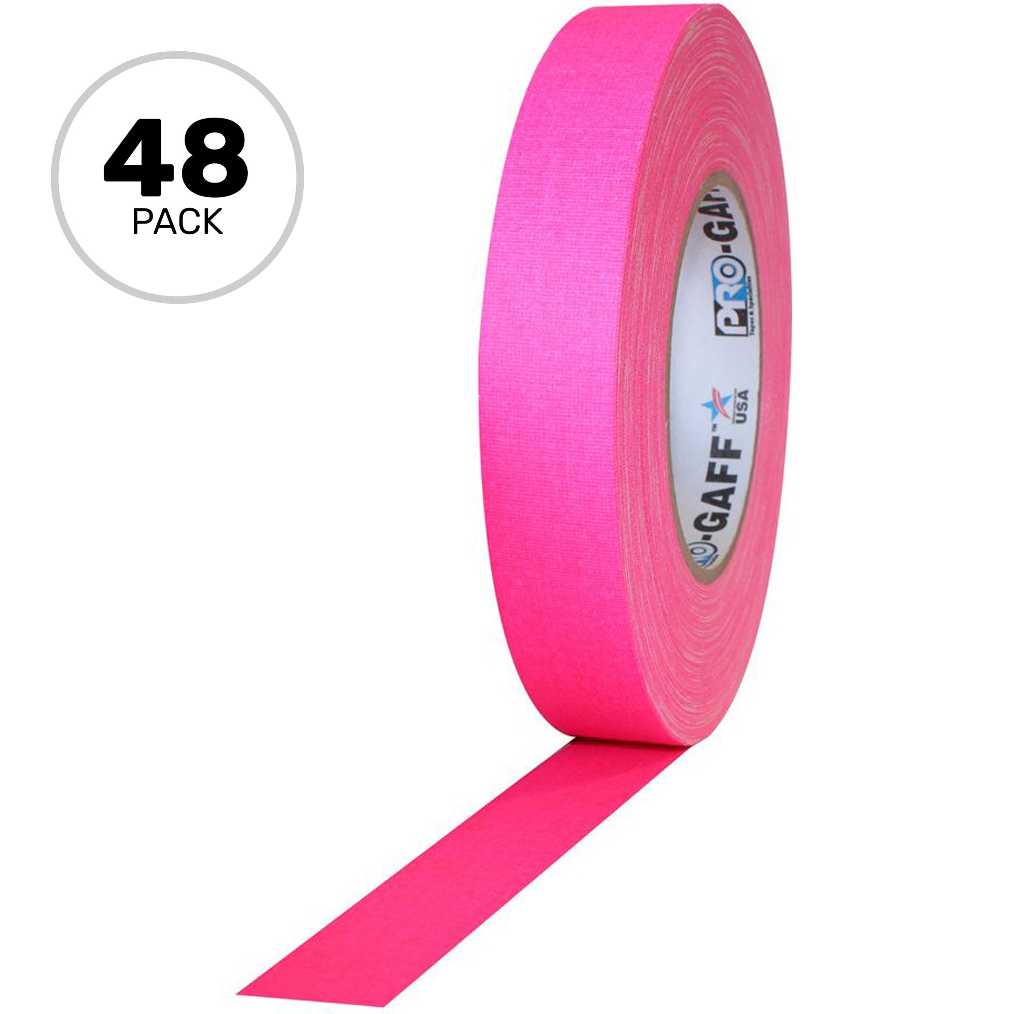 ProTapes Pro Gaff Premium Matte Cloth Gaffers Tape 1" x 50yds (Fluorescent Pink, Case of 48)