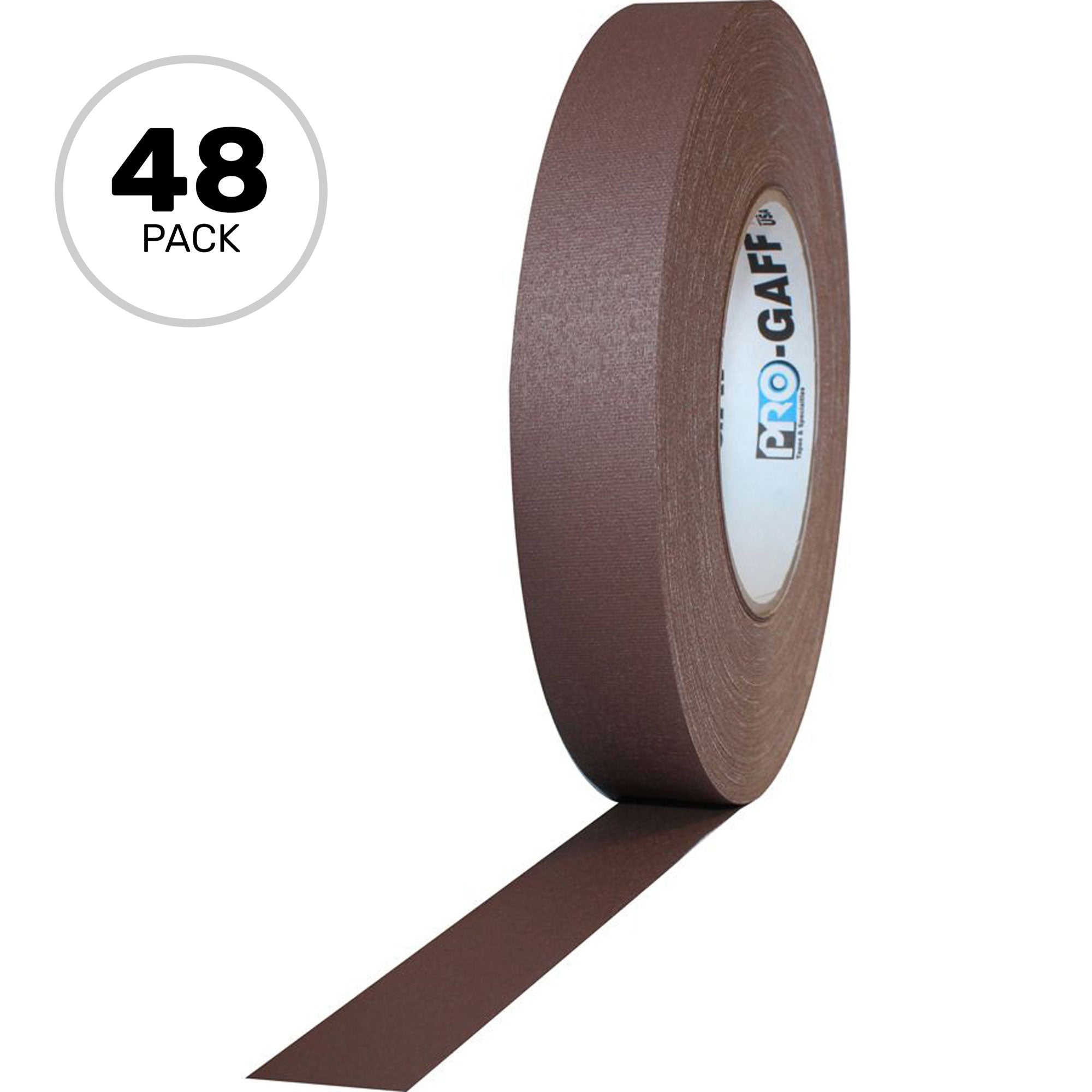 ProTapes Pro Gaff Premium Matte Cloth Gaffers Tape 1" x 55yds (Brown, Case of 48)