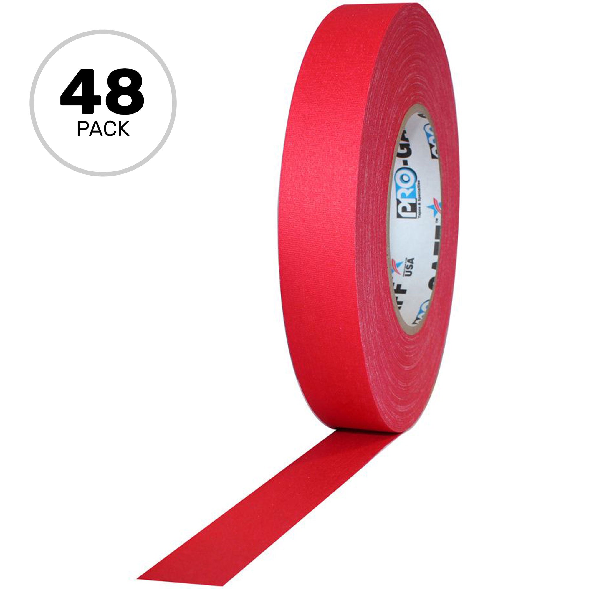 ProTapes Pro Gaff Premium Matte Cloth Gaffers Tape 1" x 55yds (Red, Case of 48)