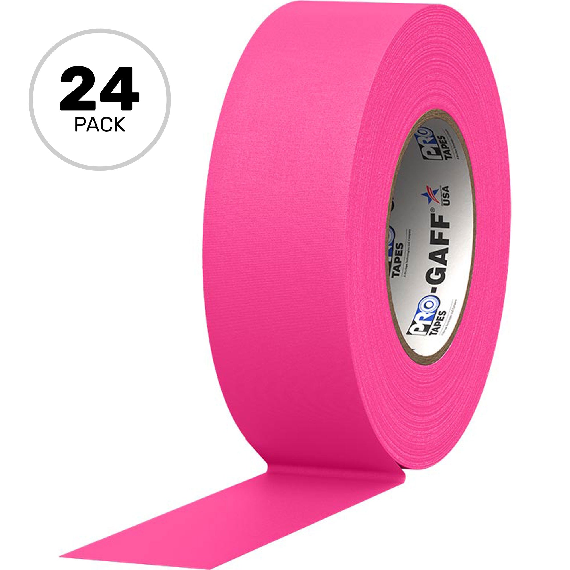 ProTapes Pro Gaff Premium Matte Cloth Gaffers Tape 2" x 50yds (Fluorescent Pink, Case of 24)