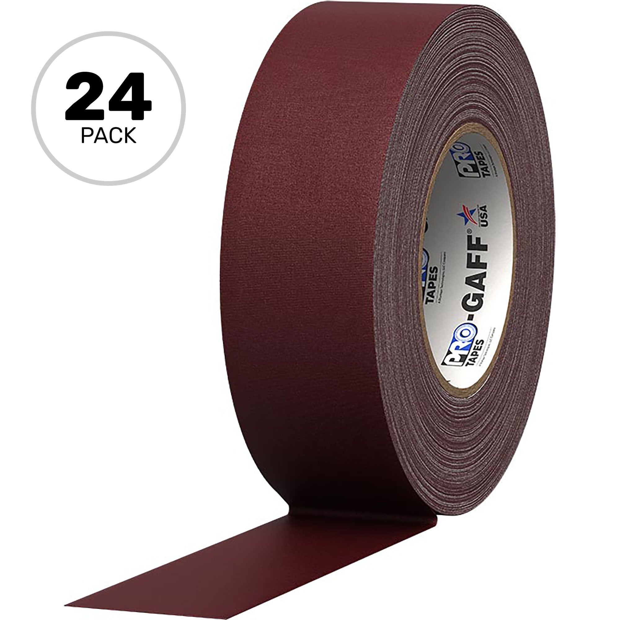 ProTapes Pro Gaff Premium Matte Cloth Gaffers Tape 2" x 55yds (Burgundy, Case of 24)