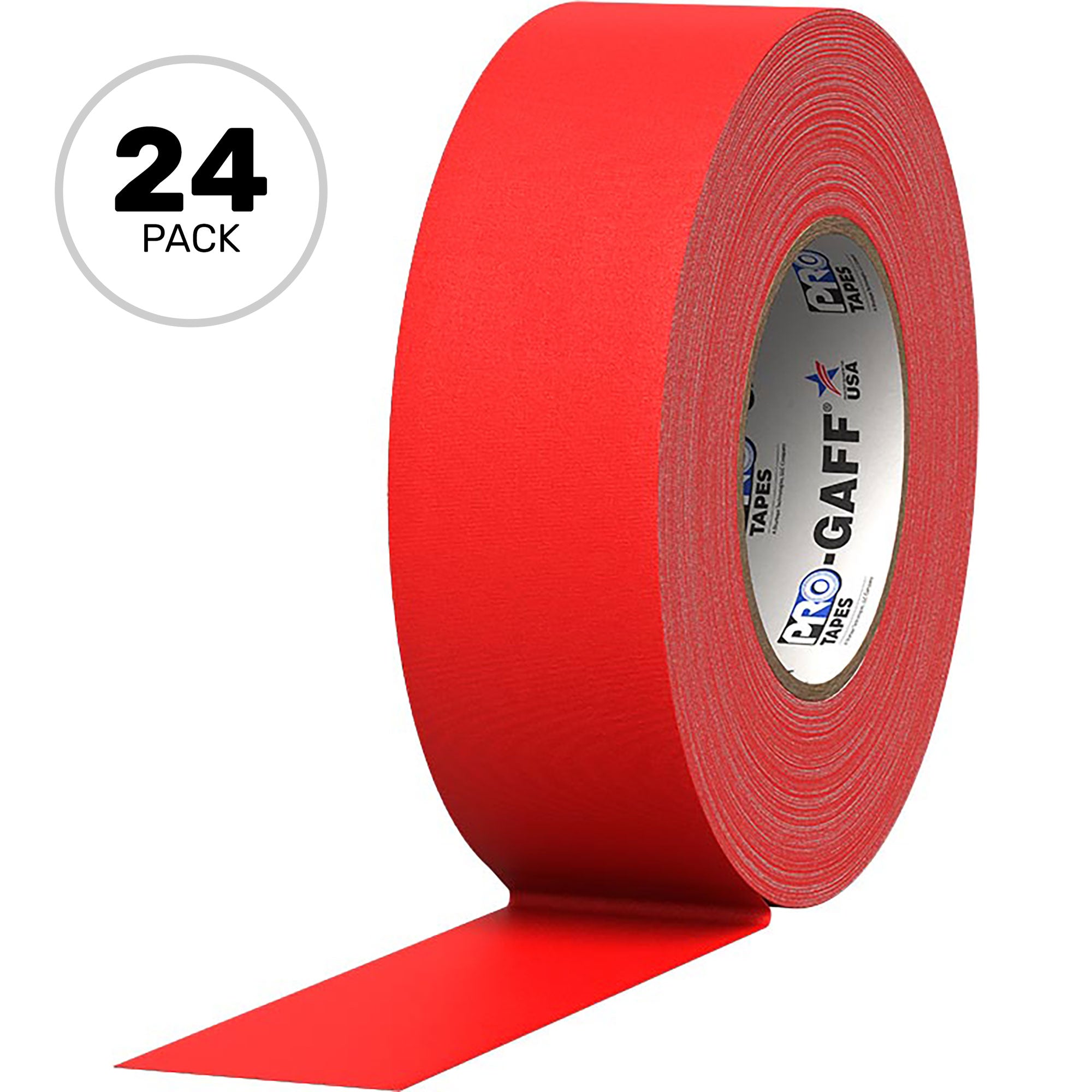 ProTapes Pro Gaff Premium Matte Cloth Gaffers Tape 2" x 55yds (Red, Case of 24)