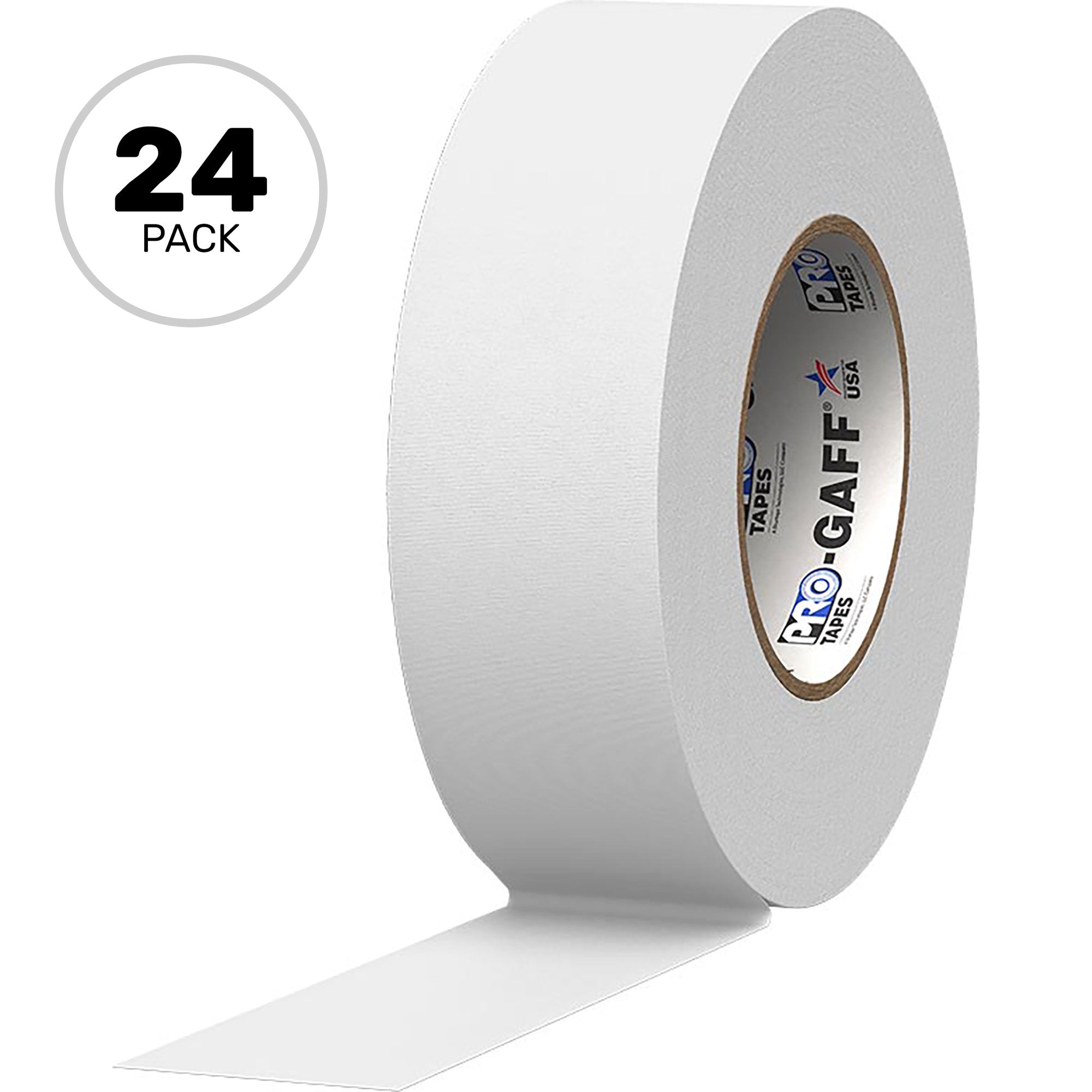 ProTapes Pro Gaff Premium Matte Cloth Gaffers Tape 2" x 55yds (White, Case of 24)