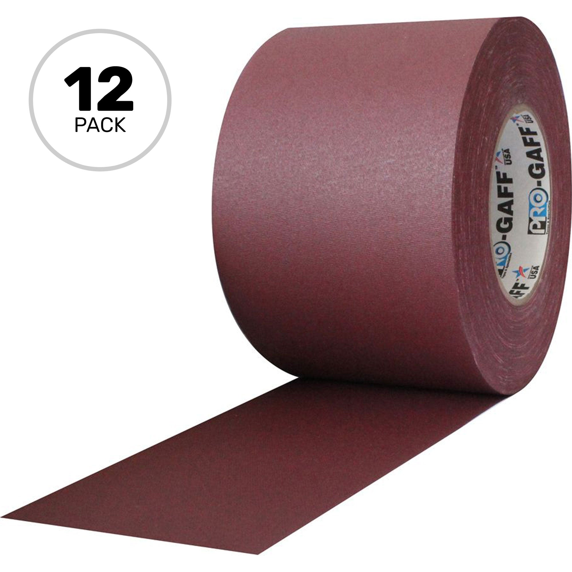 ProTapes Pro Gaff Premium Matte Cloth Gaffers Tape 4" x 55yds (Burgundy, Case of 12)