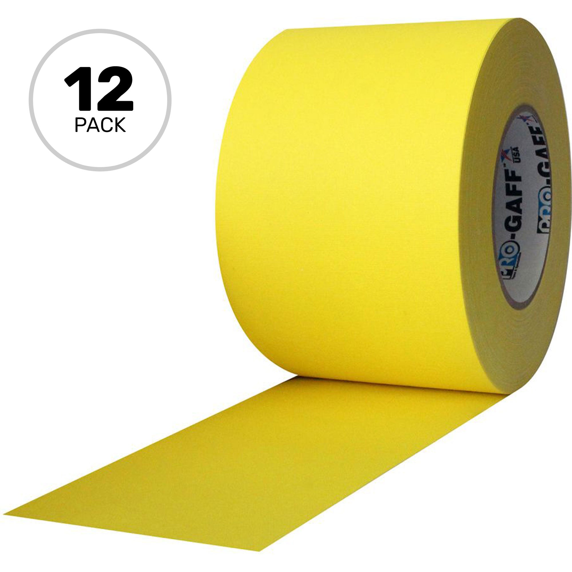 ProTapes Pro Gaff Premium Matte Cloth Gaffers Tape 4" x 55yds (Yellow, Case of 12)