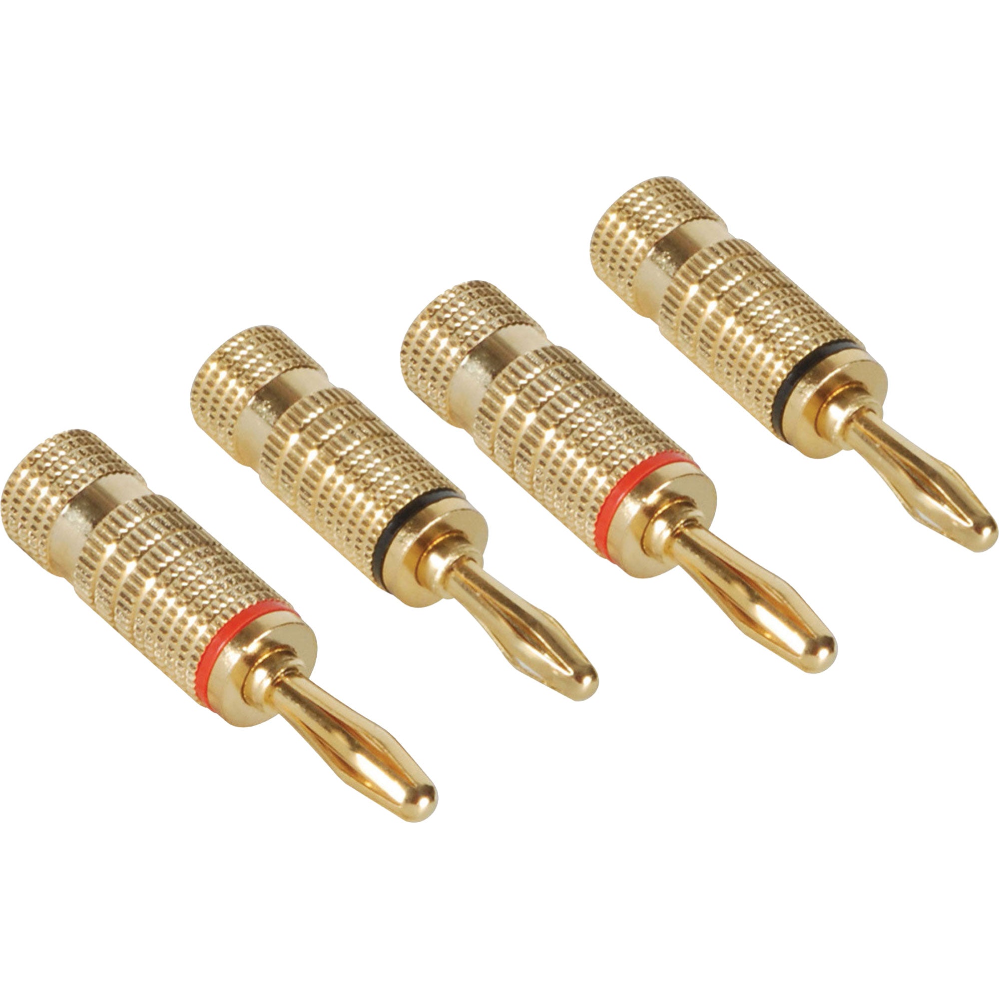 Performance Audio Banana Plugs with Dual Set Screws Bi-Wire Kit (2 Black & 2 Red)