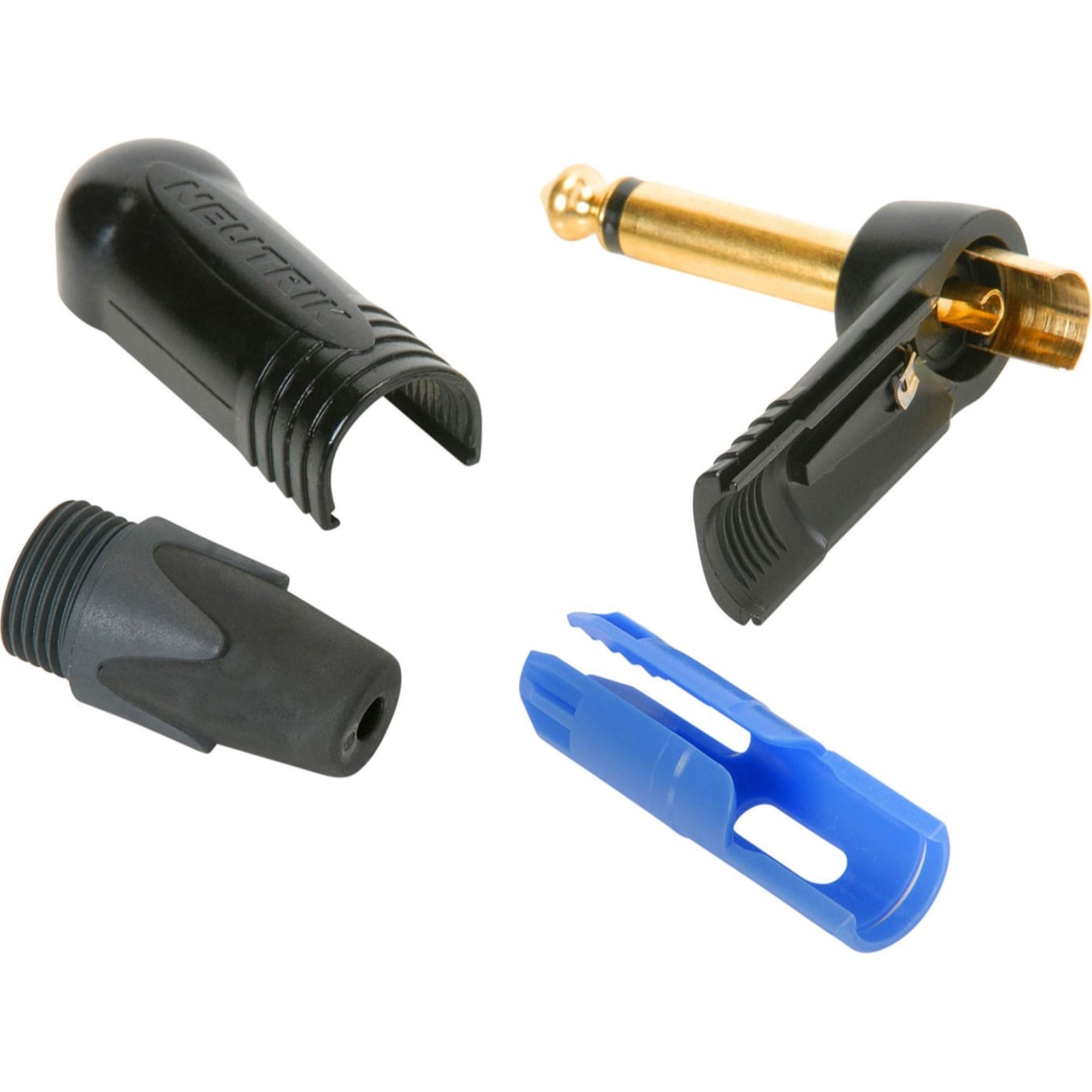 Neutrik NP2RX-B Professional Right-Angle 1/4" TS Mono Phone Plug (Black/Gold, Box of 25)