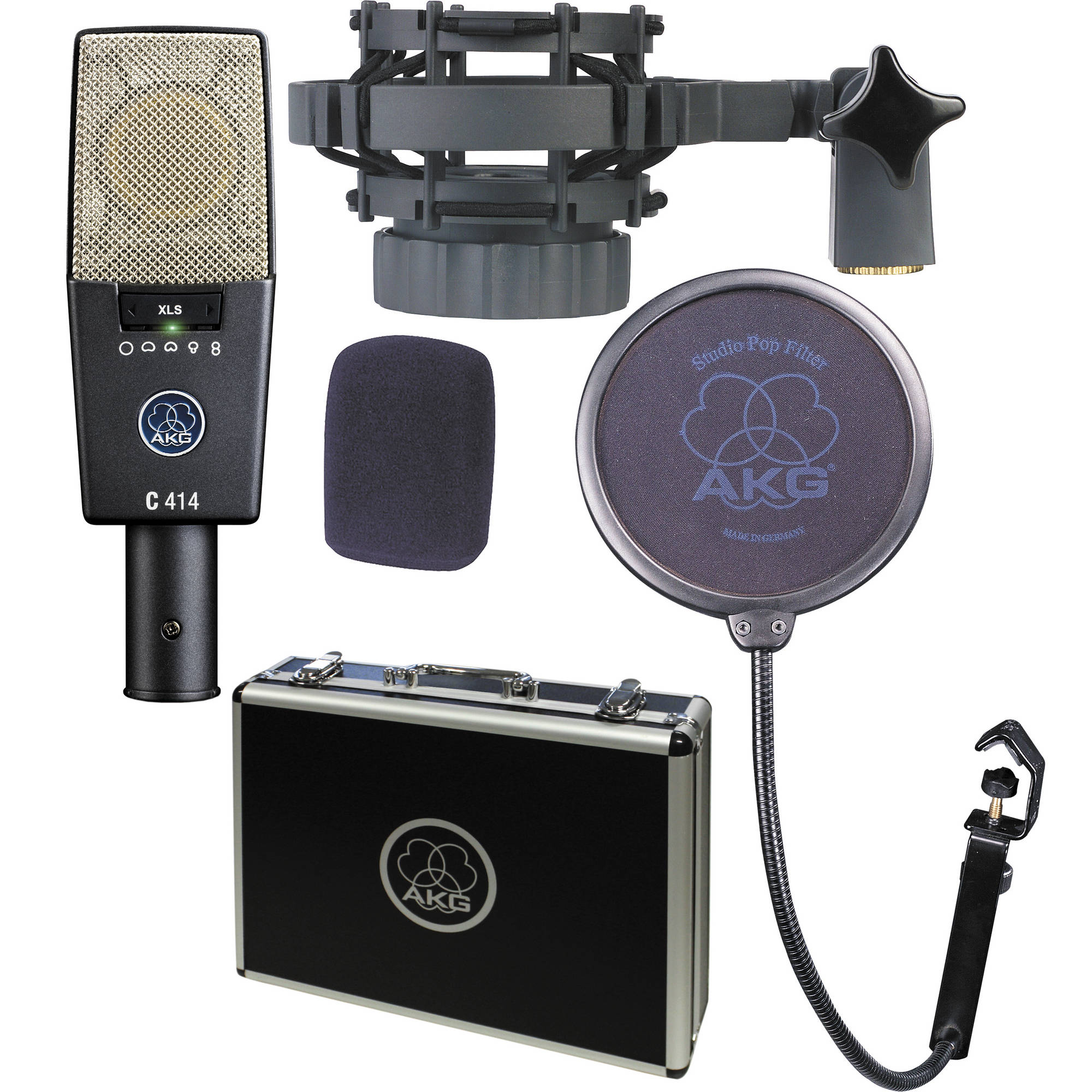AKG C414XLS Multi-Pattern Condenser Microphone with FREE 20' XLR Cable