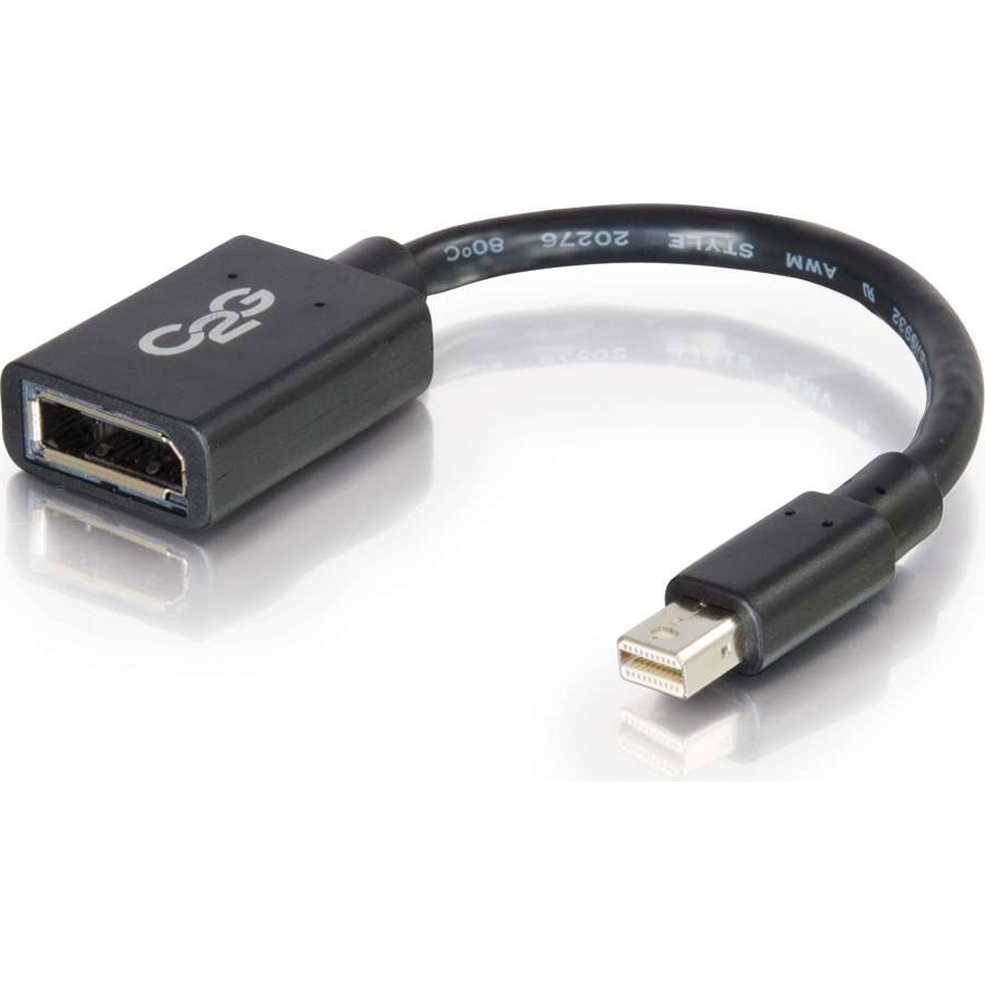 C2G 54303 Mini DisplayPort Male to DisplayPort Female Adapter Converter 4K 30Hz - Black (6")