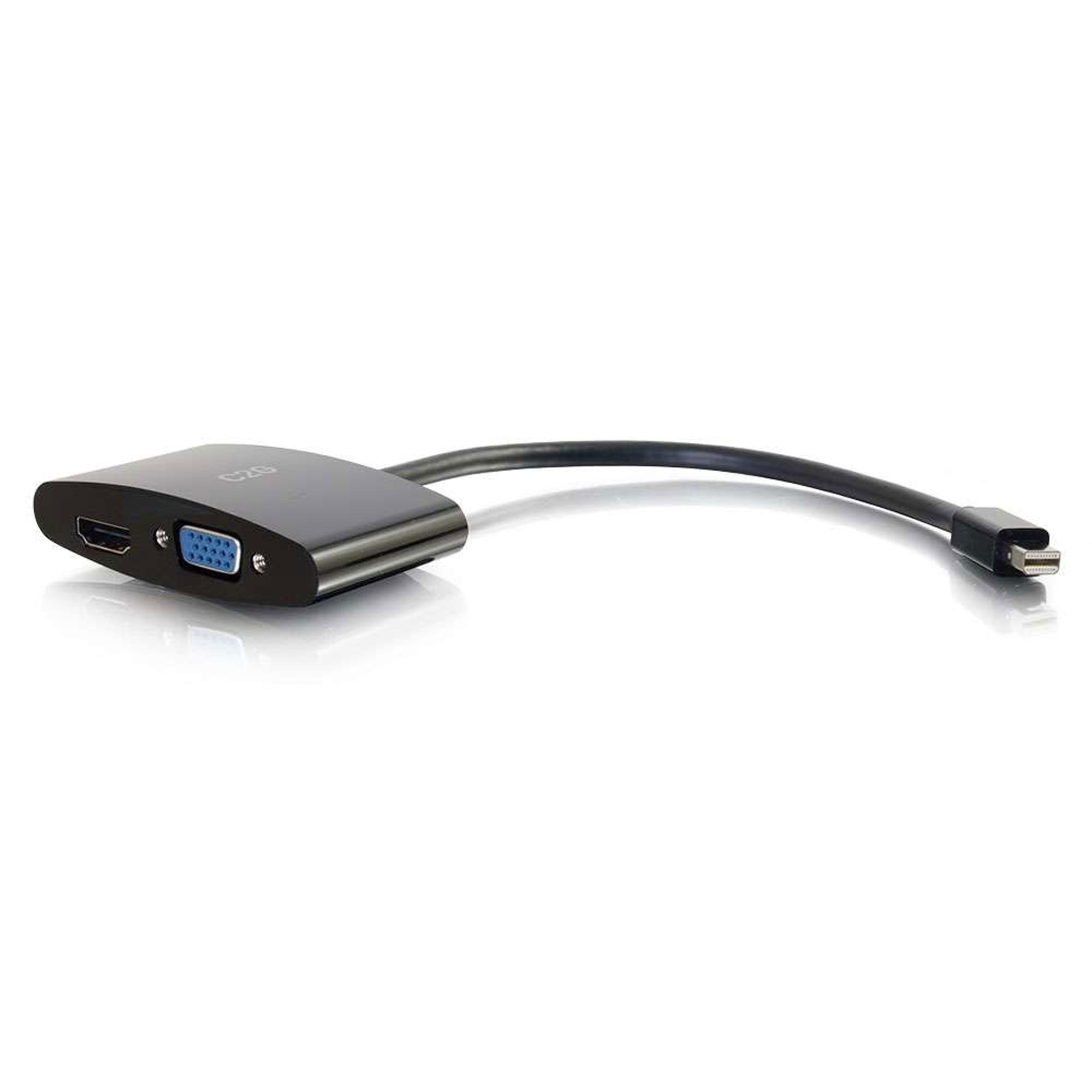 C2G 28271 Mini DisplayPort Male to 4K HDMI or VGA Female Adapter Converter - Black (8")
