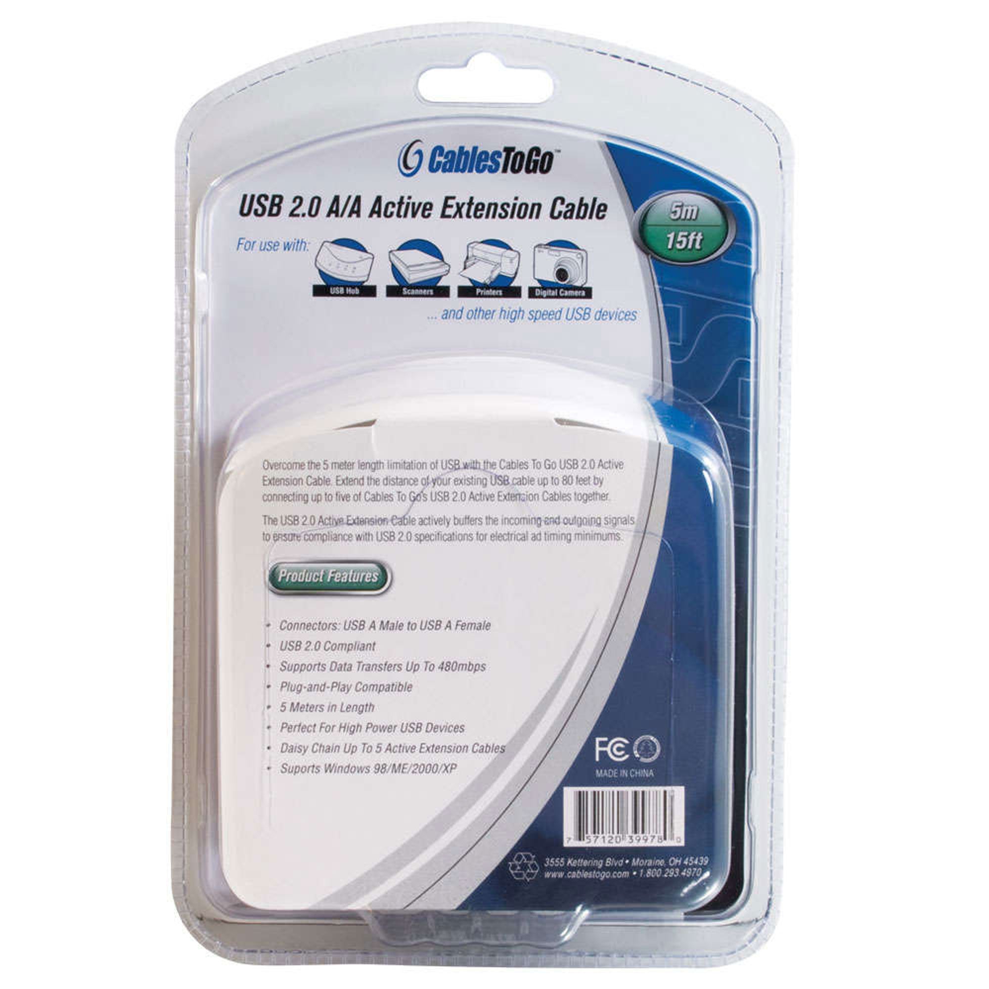 C2G USB 2.0 A Male to A Female Active Extension Cable (16.4')