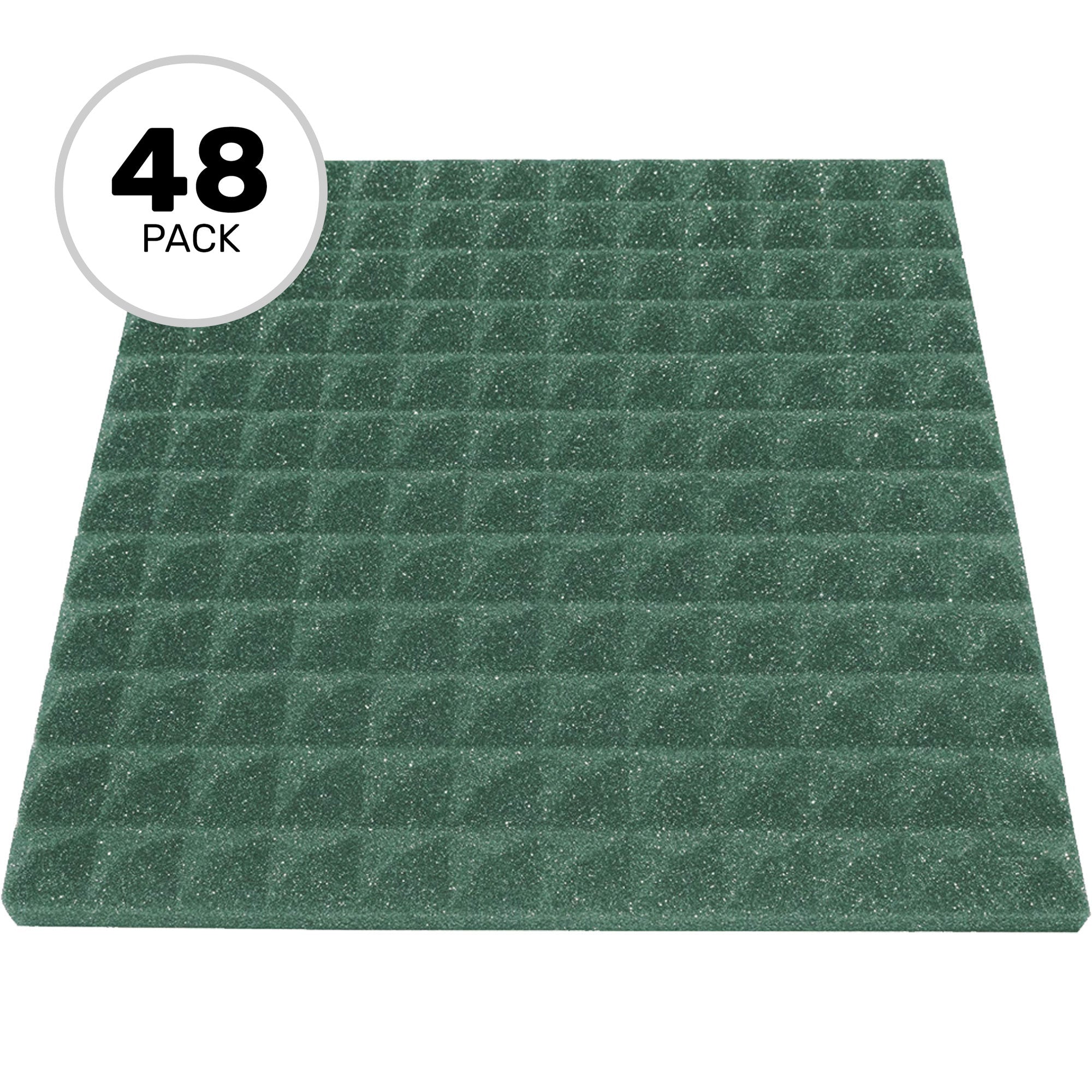 Performance Audio 12" x 12" x 1" Pyramid Acoustic Foam Tile (Forest Green, 48 Pack)