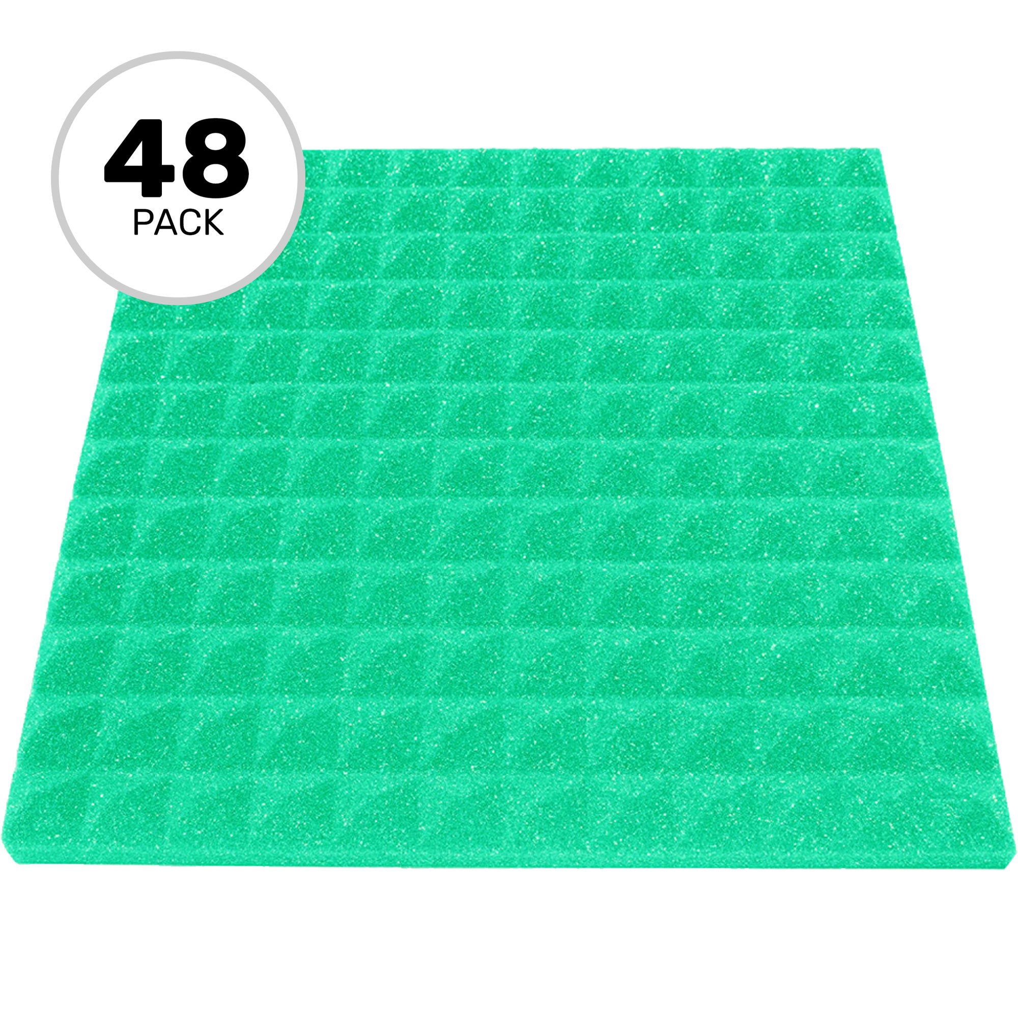 Performance Audio 12" x 12" x 1" Pyramid Acoustic Foam Tile (Kelly Green, 48 Pack)