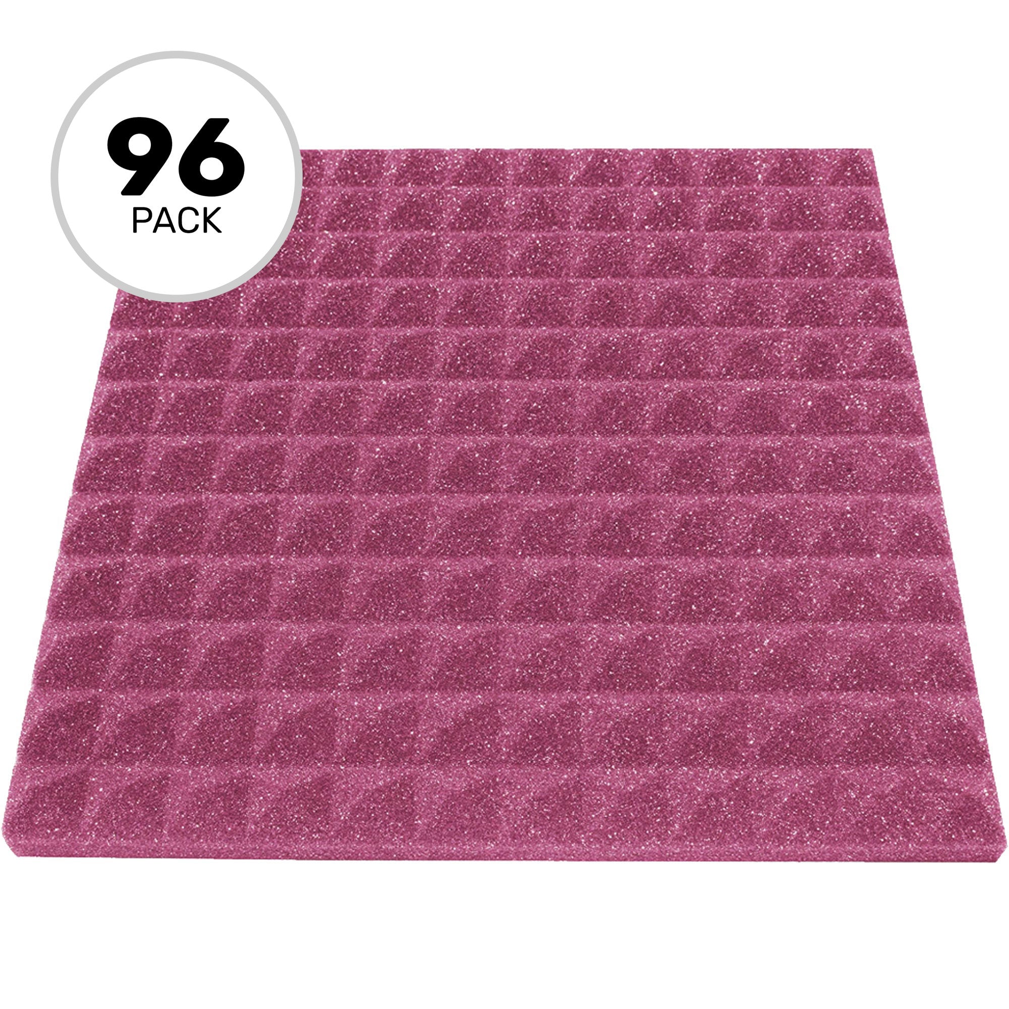 Performance Audio 12" x 12" x 1" Pyramid Acoustic Foam Tile (Plum, 96 Pack)