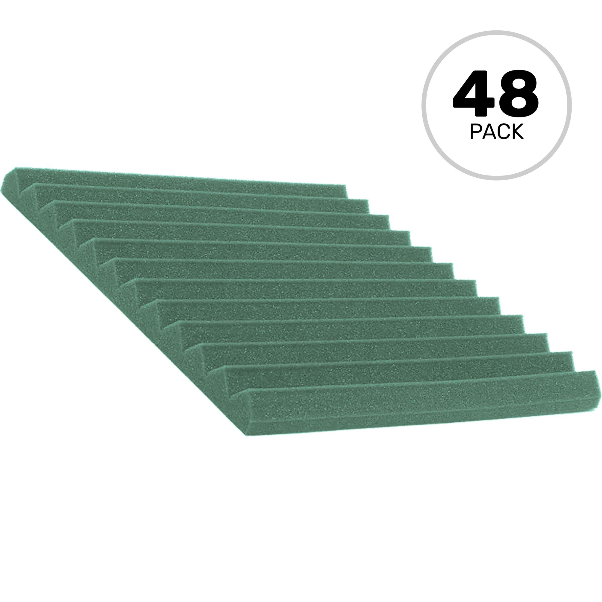 Performance Audio 12" x 12" x 1" Wedge Acoustic Foam Tile (Forest Green, 48 Pack)