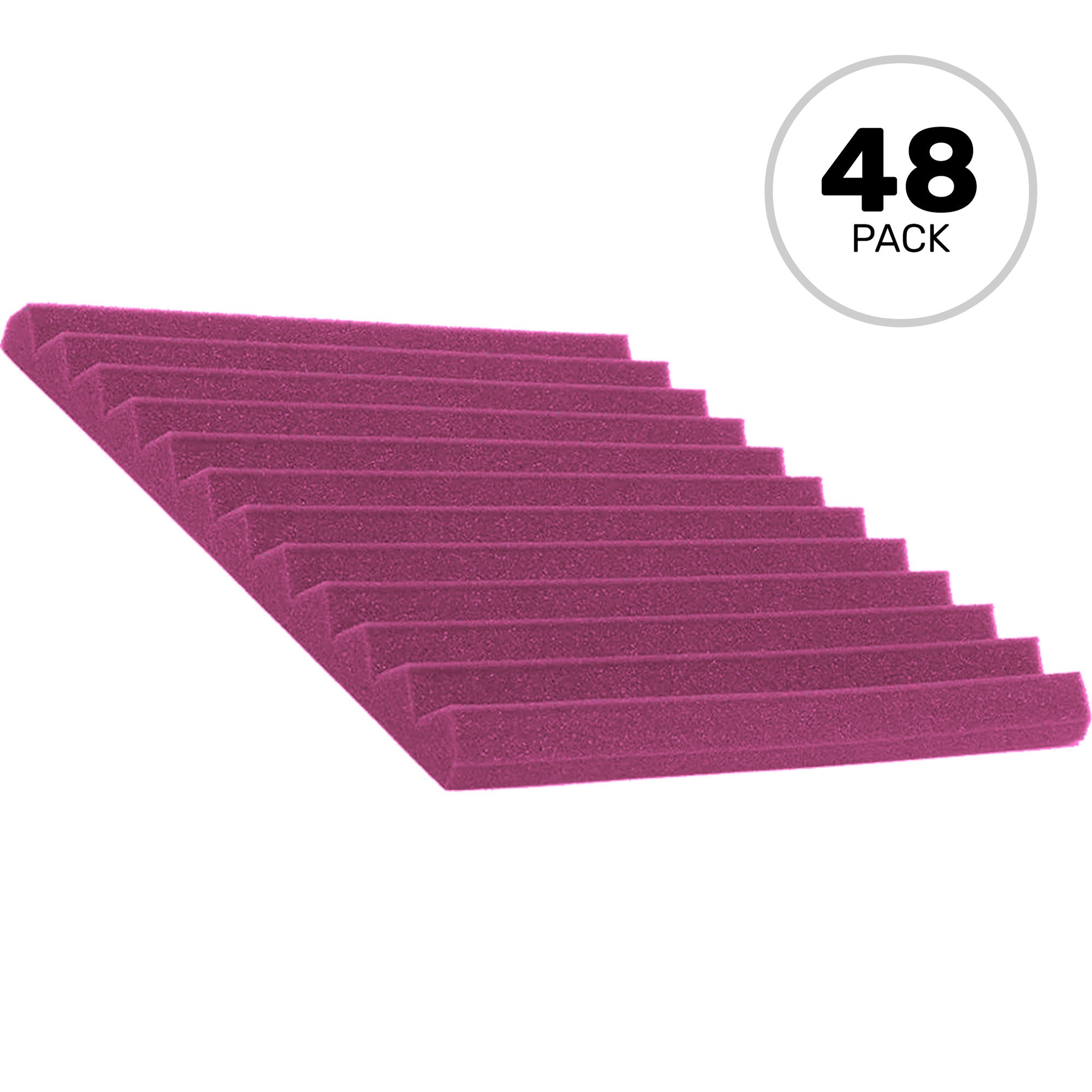 Performance Audio 12" x 12" x 1" Wedge Acoustic Foam Tile (Plum, 48 Pack)