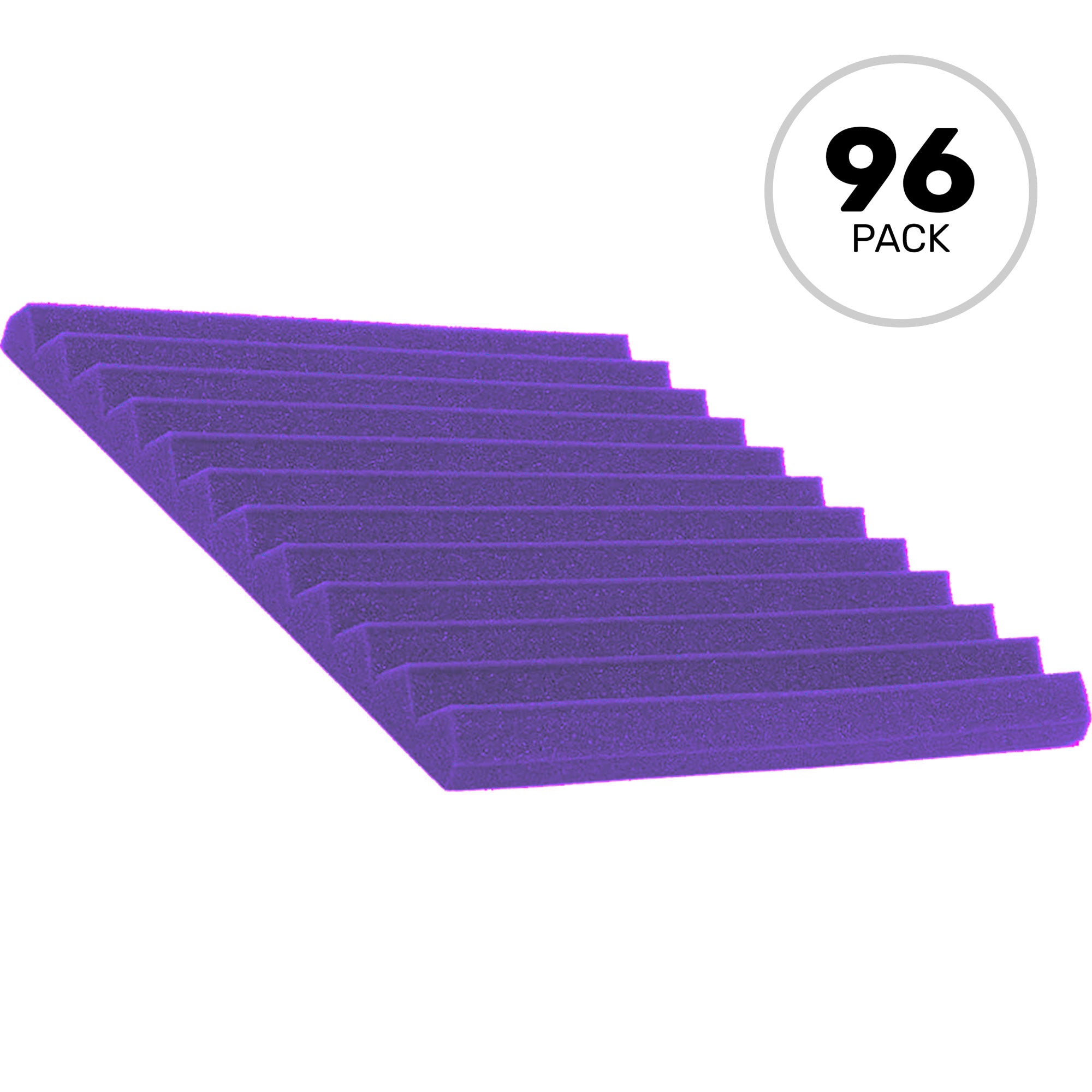 Performance Audio 12" x 12" x 1" Wedge Acoustic Foam Tile (Purple, 96 Pack)