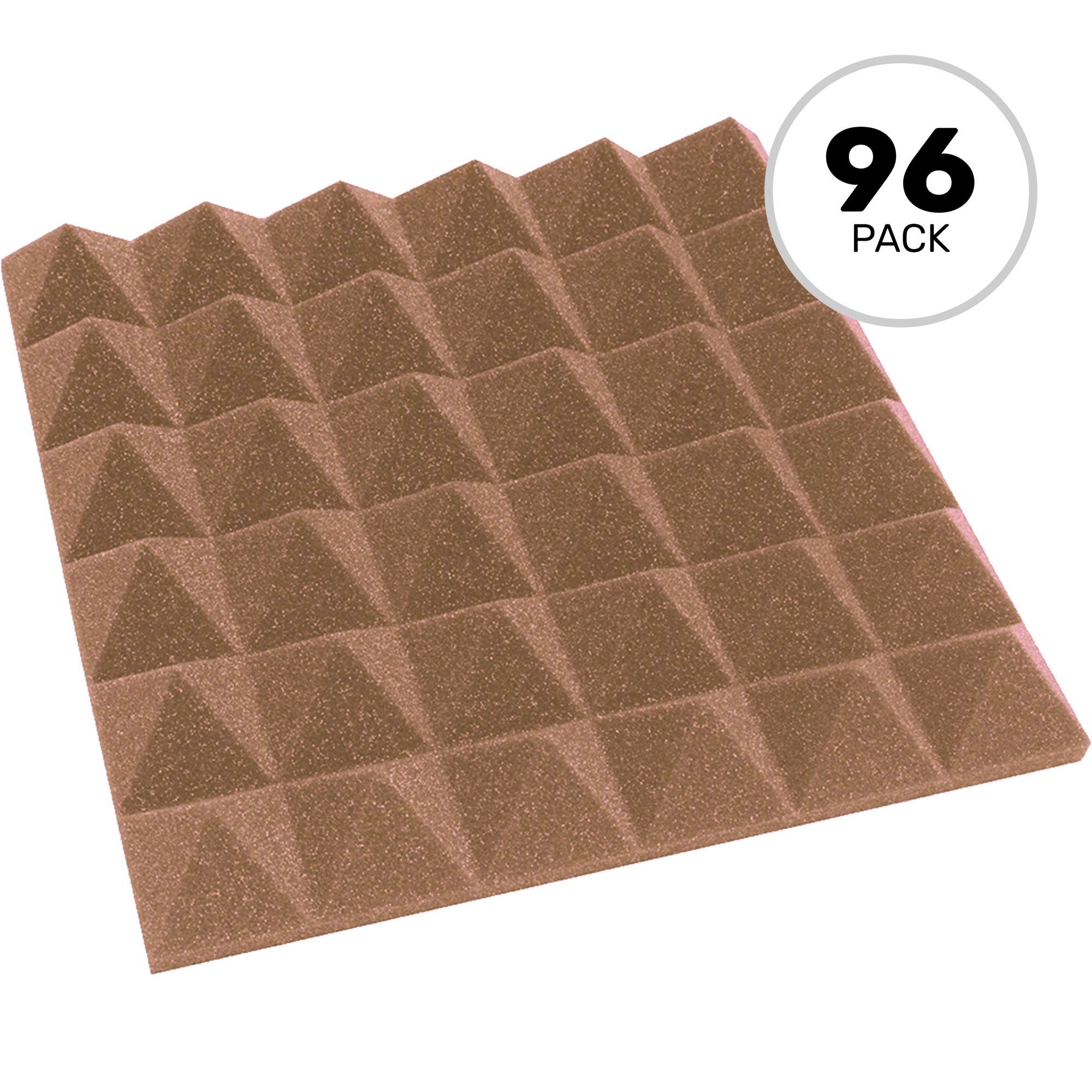 Performance Audio 12" x 12" x 2" Pyramid Acoustic Foam Tile (Brown, 96 Pack)