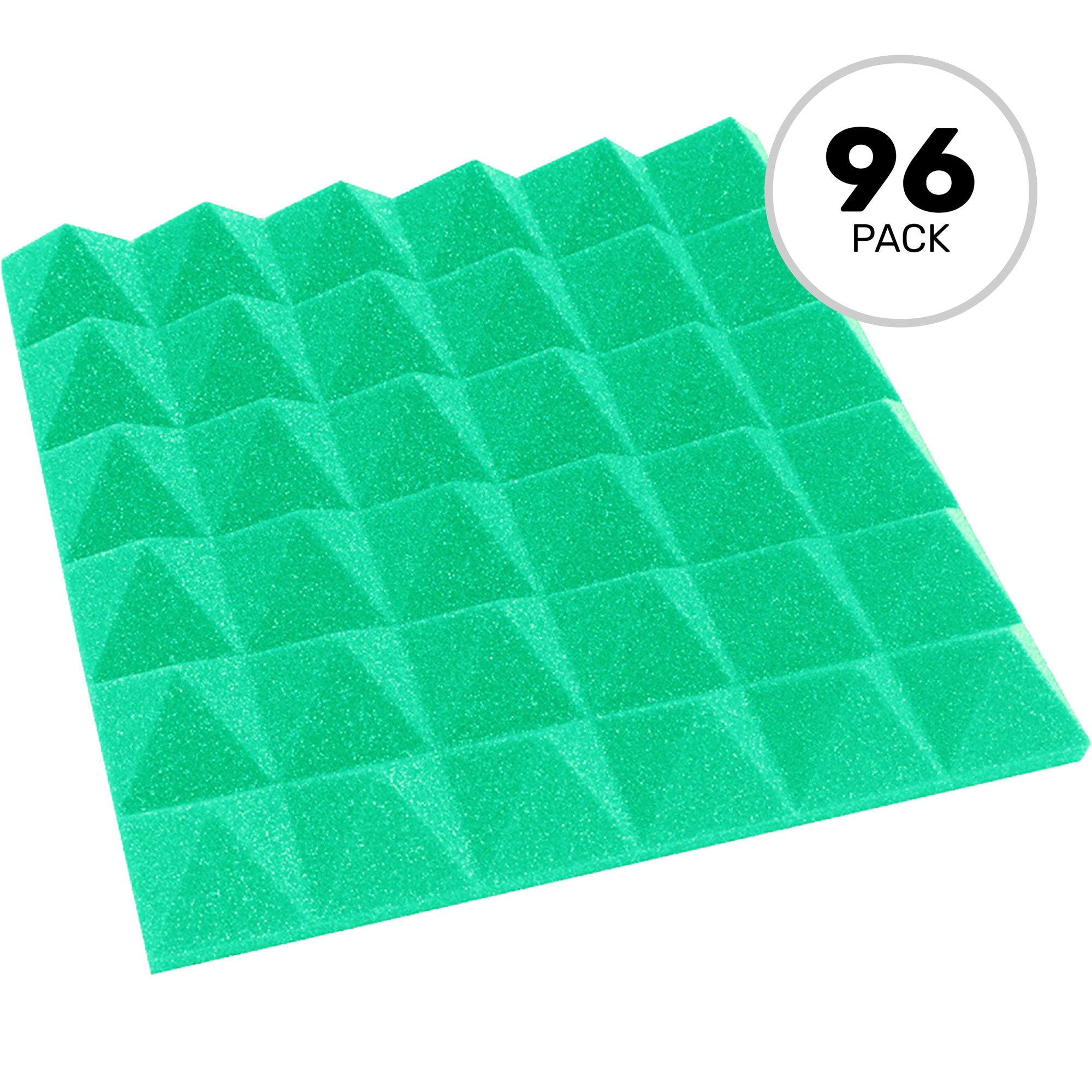 Performance Audio 12" x 12" x 2" Pyramid Acoustic Foam Tile (Kelly Green, 96 Pack)