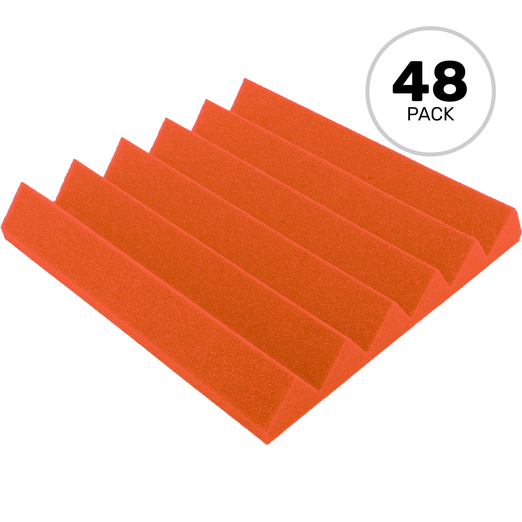 Performance Audio 12" x 12" x 2" Wedge Acoustic Foam Tile (Orange, 48 Pack)