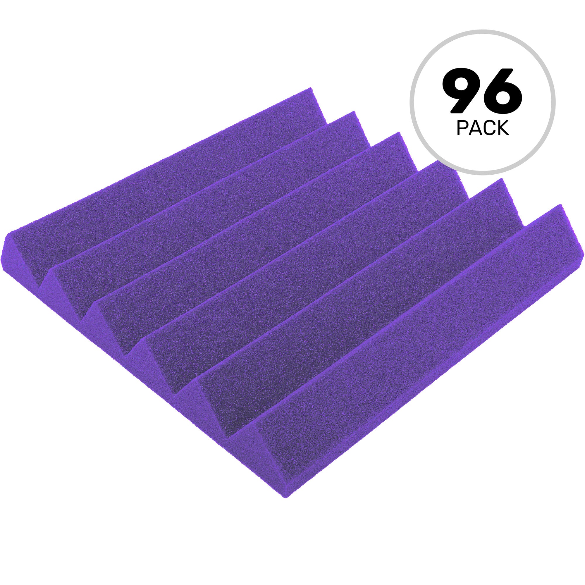Performance Audio 12" x 12" x 2" Wedge Acoustic Foam Tile (Purple, 96 Pack)