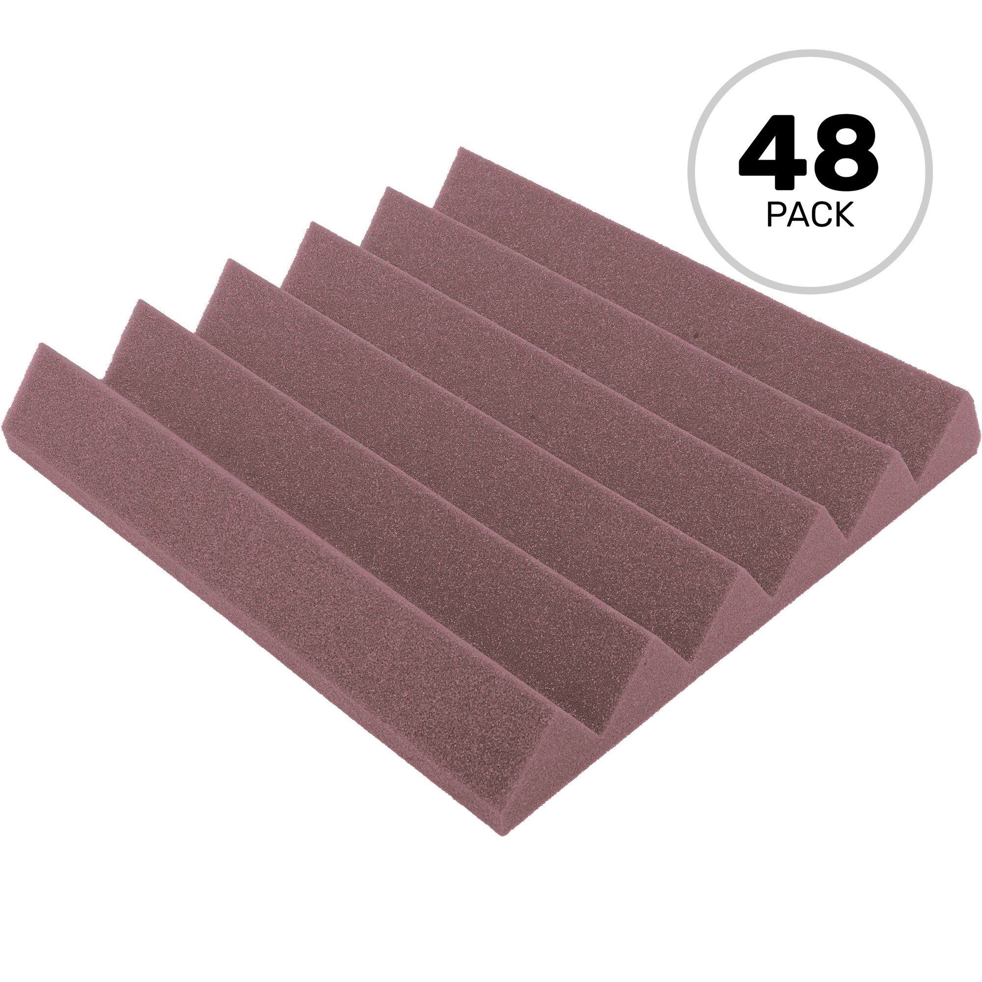 Performance Audio 12" x 12" x 2" Wedge Acoustic Foam Tile (Rosy Beige, 48 Pack)