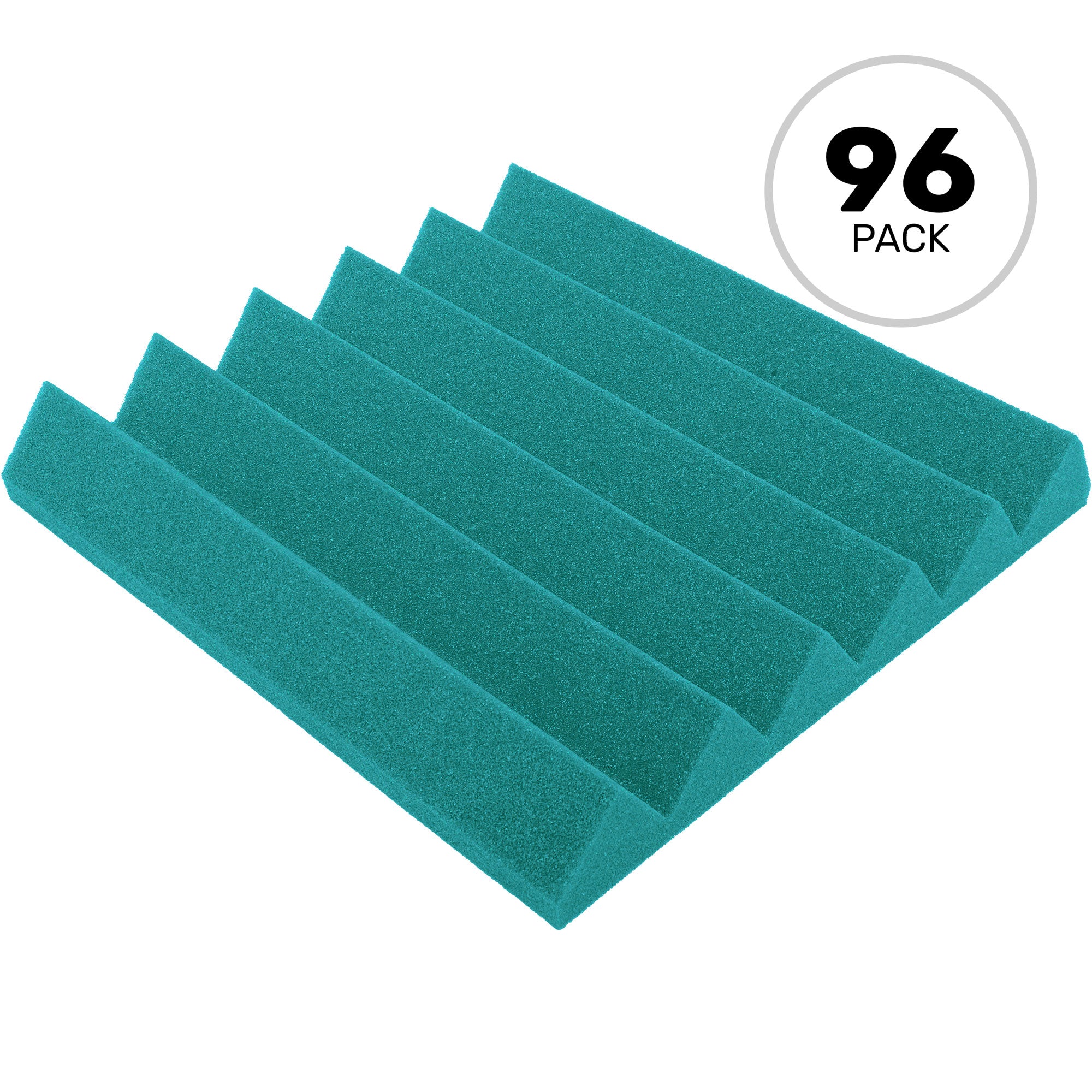 Performance Audio 12" x 12" x 2" Wedge Acoustic Foam Tile (Teal, 96 Pack)