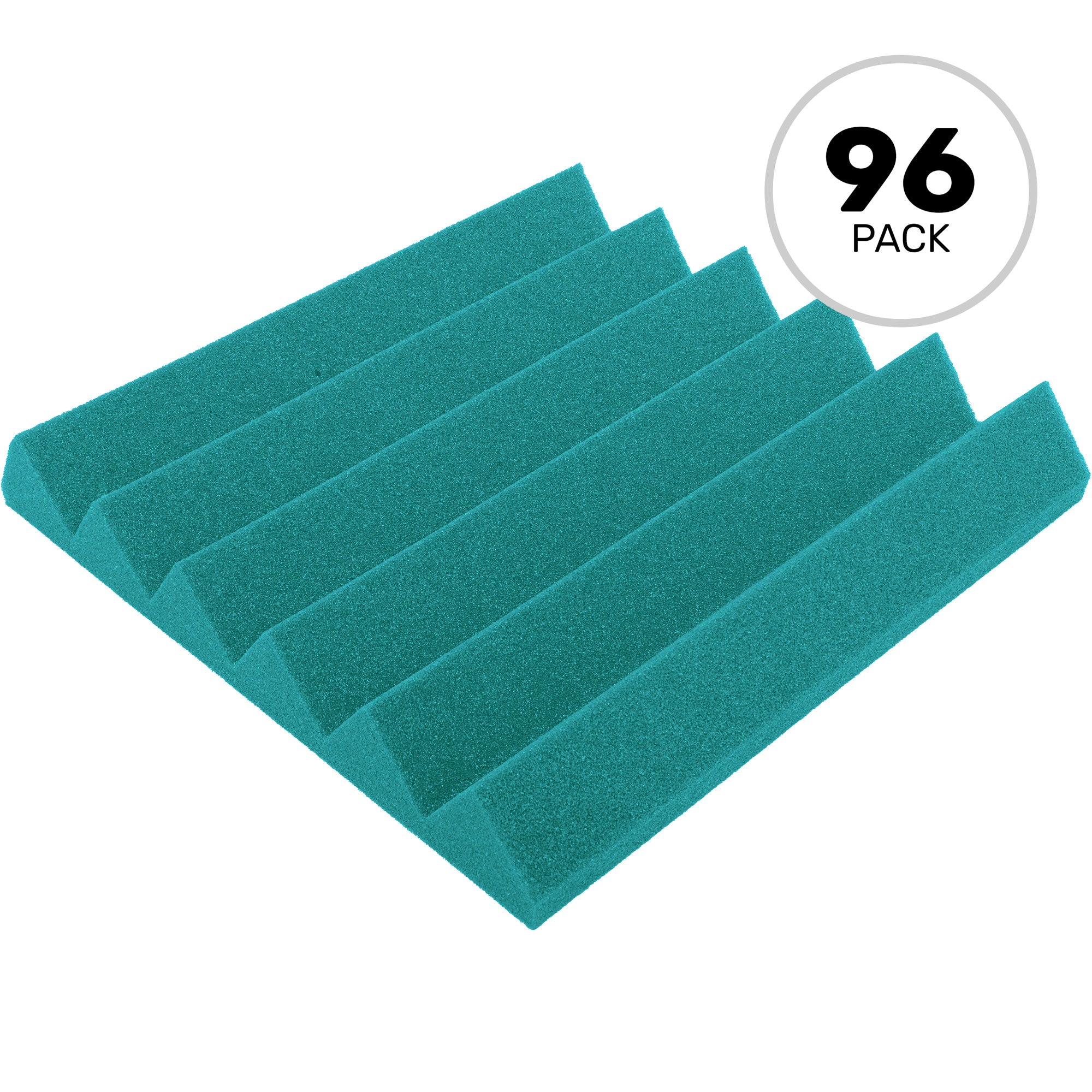 Performance Audio 12" x 12" x 2" Wedge Acoustic Foam Tile (Teal, 96 Pack)