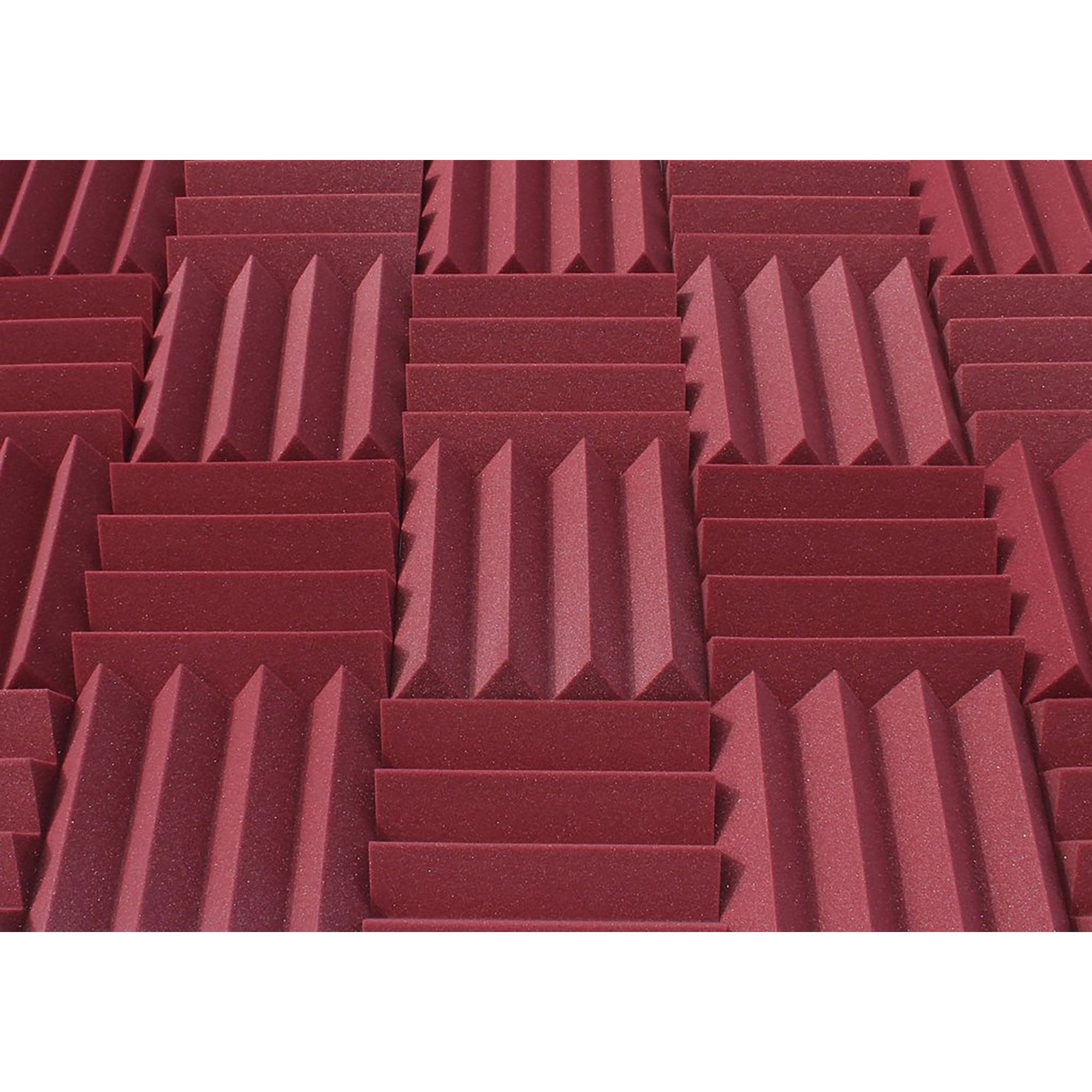 Performance Audio 12" x 12" x 3" Wedge Acoustic Foam Tile (Burgundy, 48 Pack)