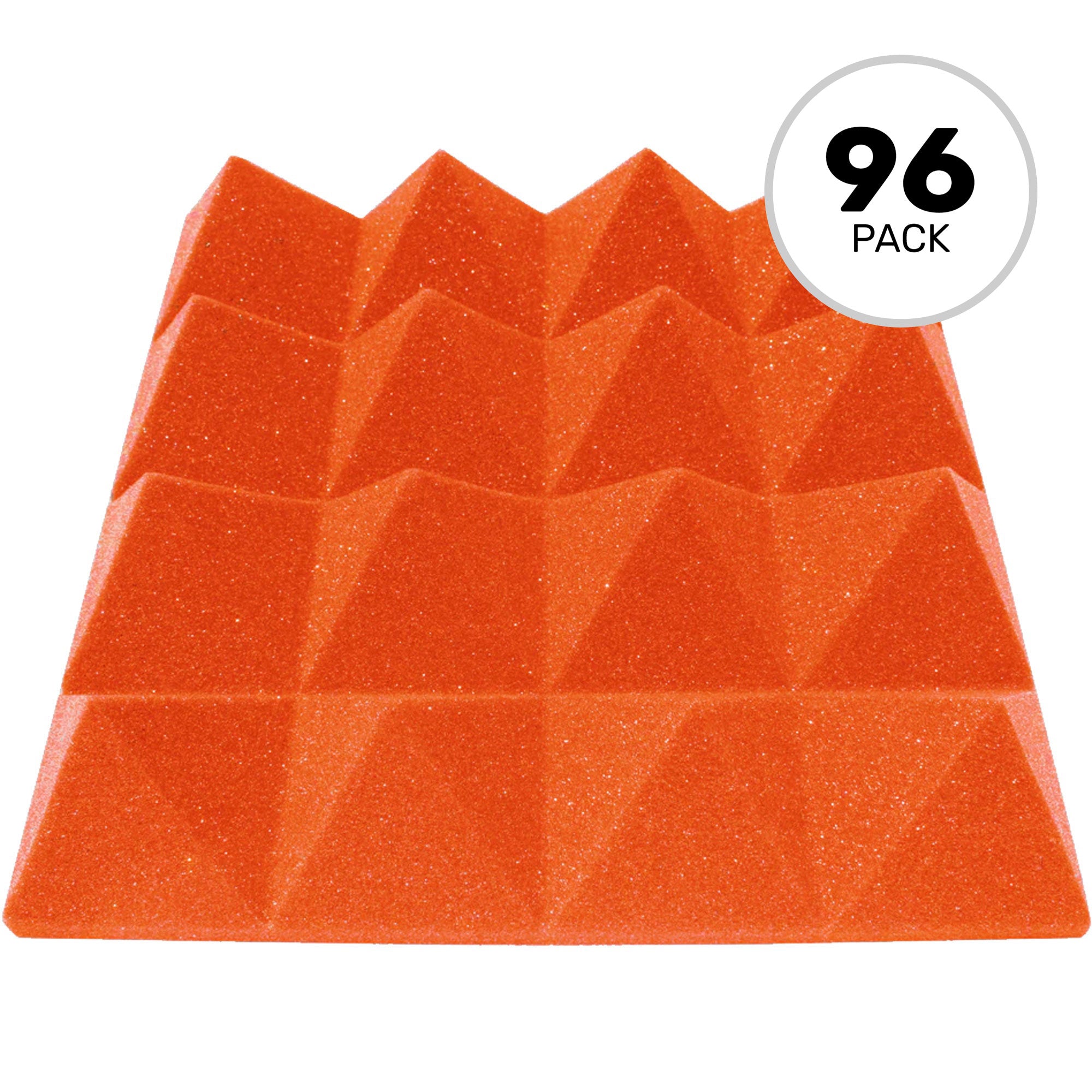 Performance Audio 12" x 12" x 3" Pyramid Acoustic Foam Tile (Orange, 96 Pack)
