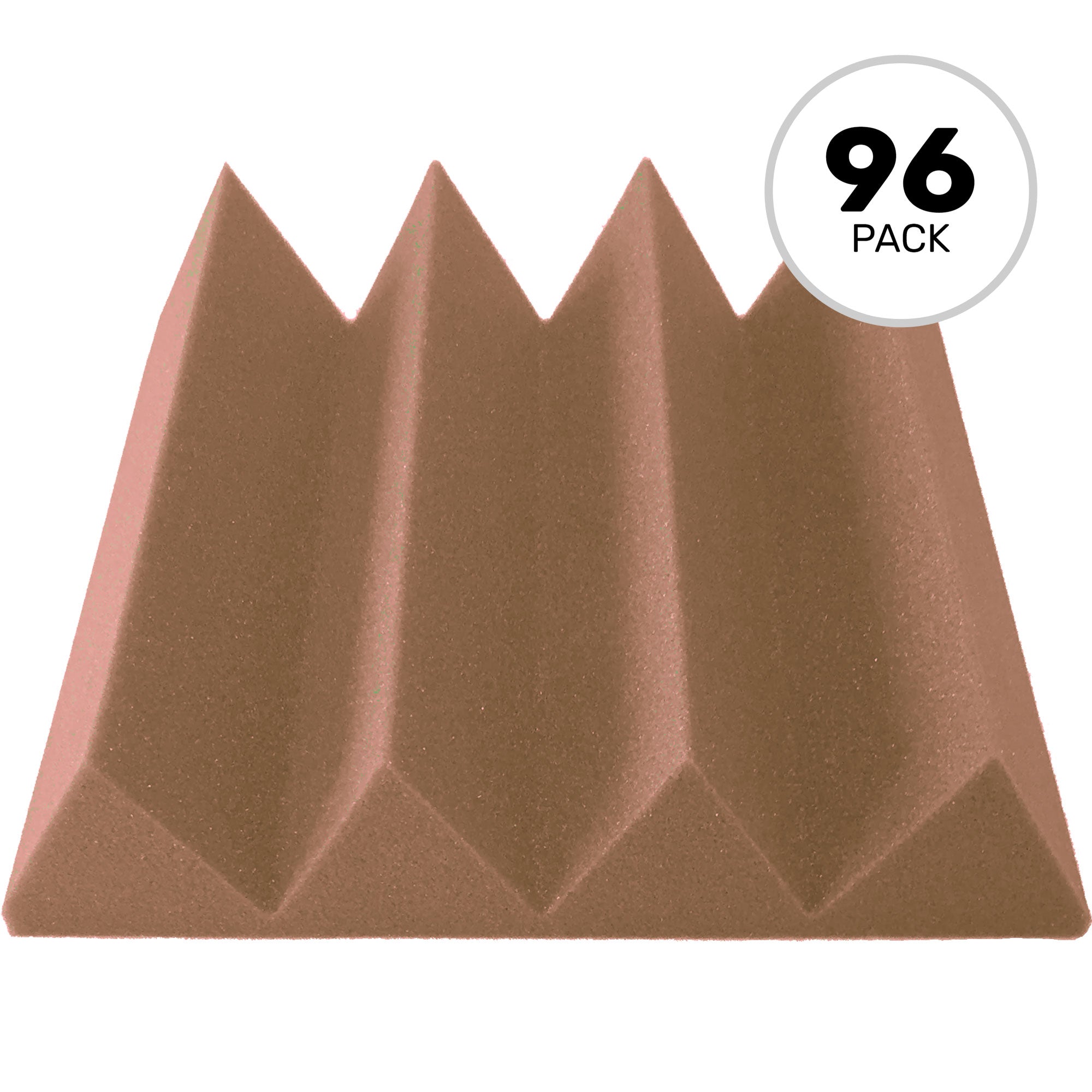 Performance Audio 12" x 12" x 3" Wedge Acoustic Foam Tile (Brown, 96 Pack)
