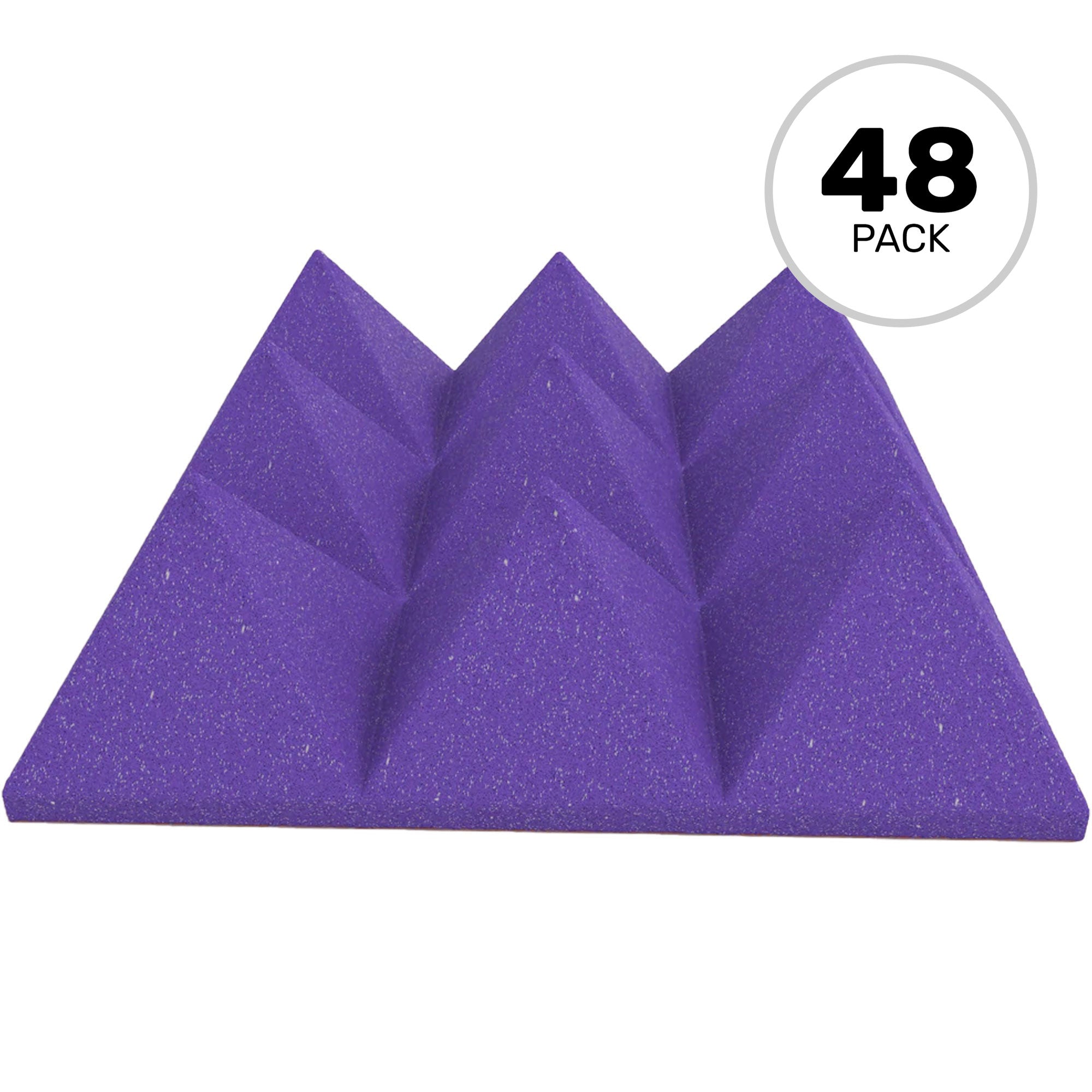 Performance Audio 12" x 12" x 4" Pyramid Acoustic Foam Tile (Purple, 48 Pack)