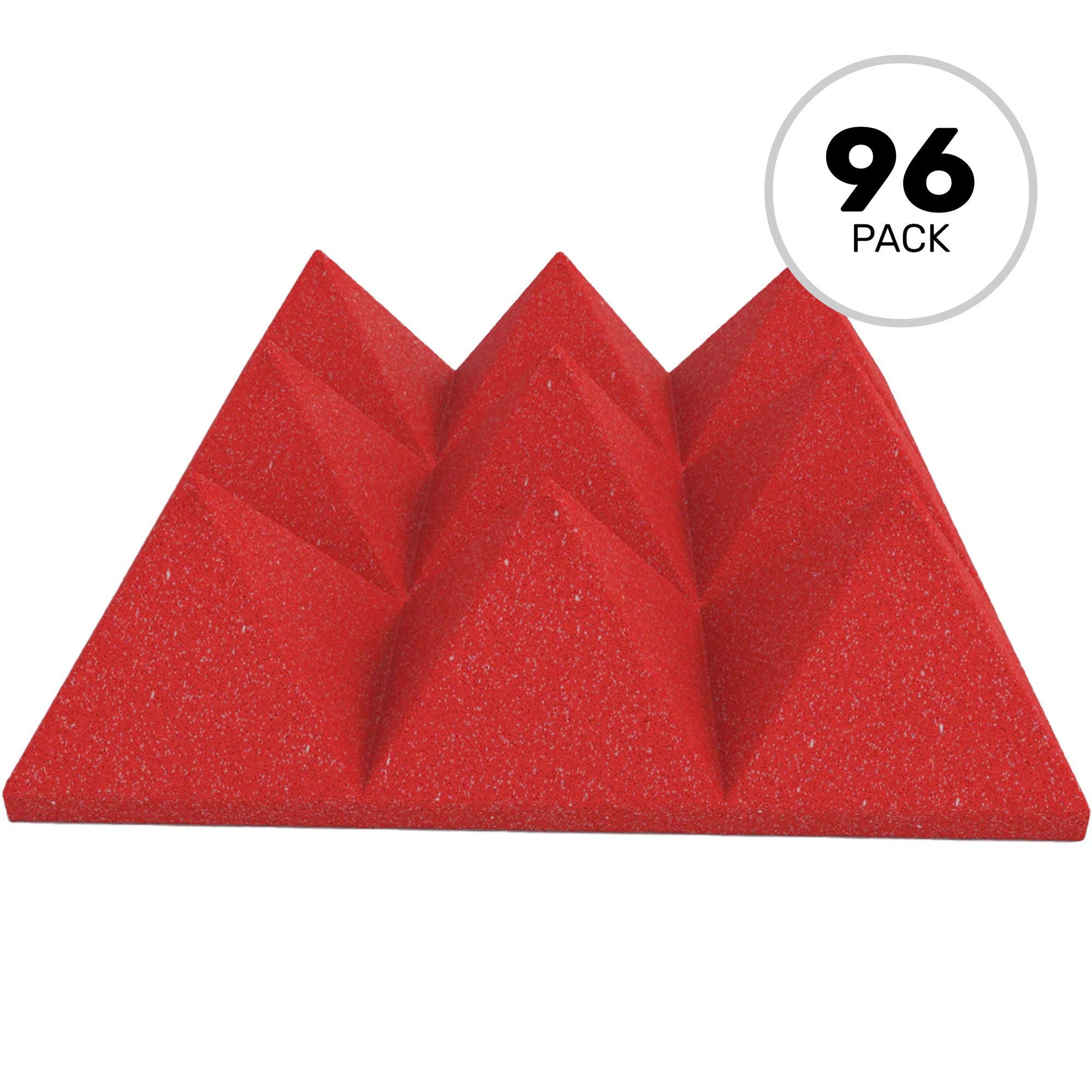 Performance Audio 12" x 12" x 4" Pyramid Acoustic Foam Tile (Red, 96 Pack)