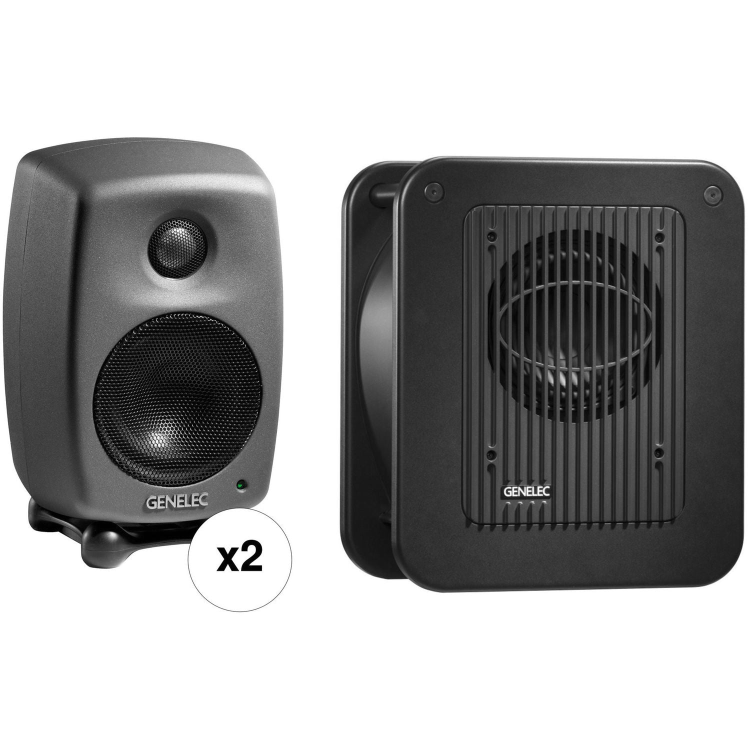 Genelec 8010.LSE Stereo Pak 3" Active 2.1 Monitoring System with 6.5" Subwoofer (Dark Grey)