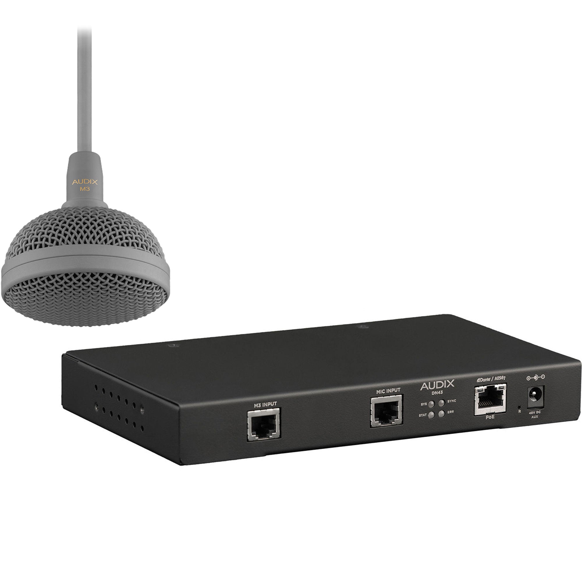 Audix M3GDK Tri-Element Hanging Ceiling Microphone and Dante / AES67 Interface Kit (Grey)