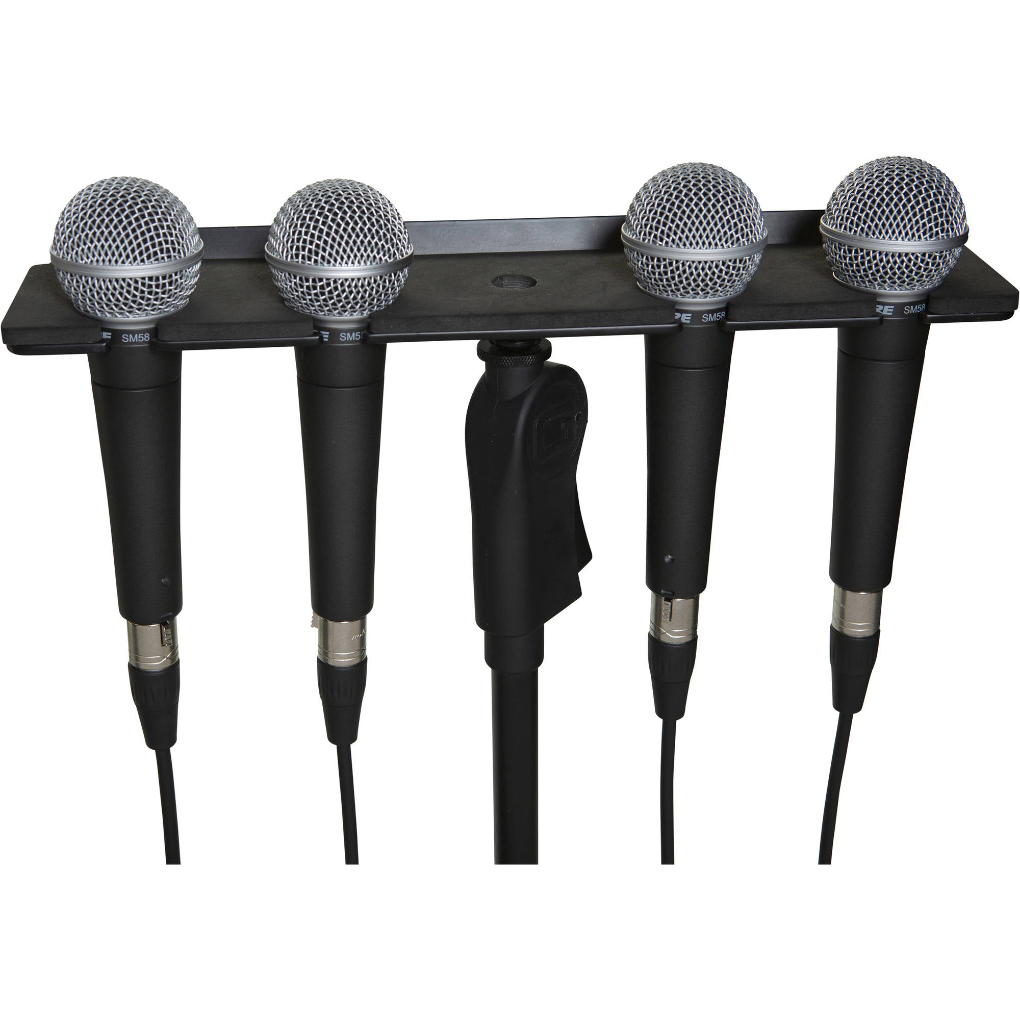 Gator Frameworks GFW-MIC-4TRAY Multi Mic Holder Stand-Mount Tray for up to 4 Handheld Microphones