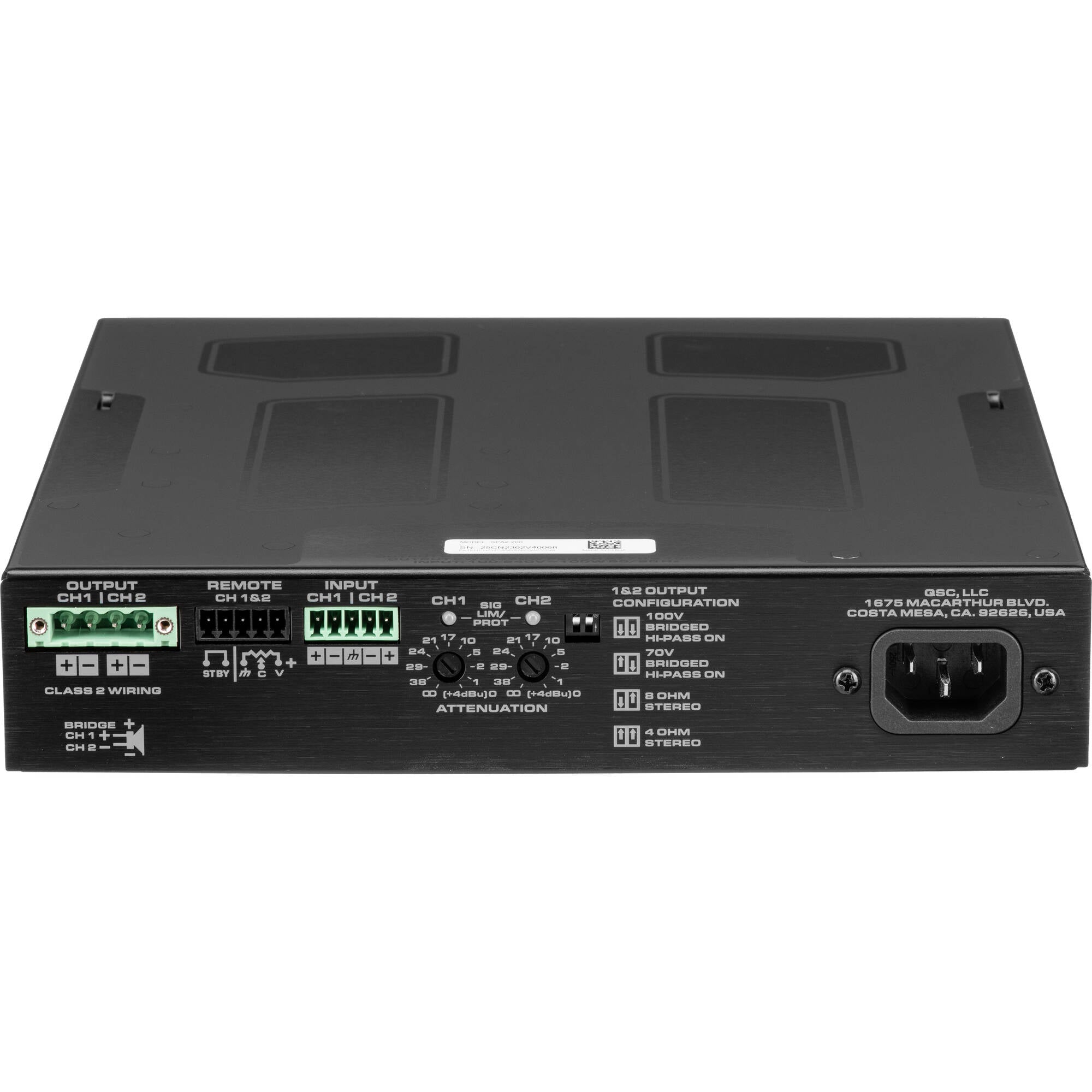 QSC SPA2-200 Energy Star 2-Channel Power Amplifier (200W)