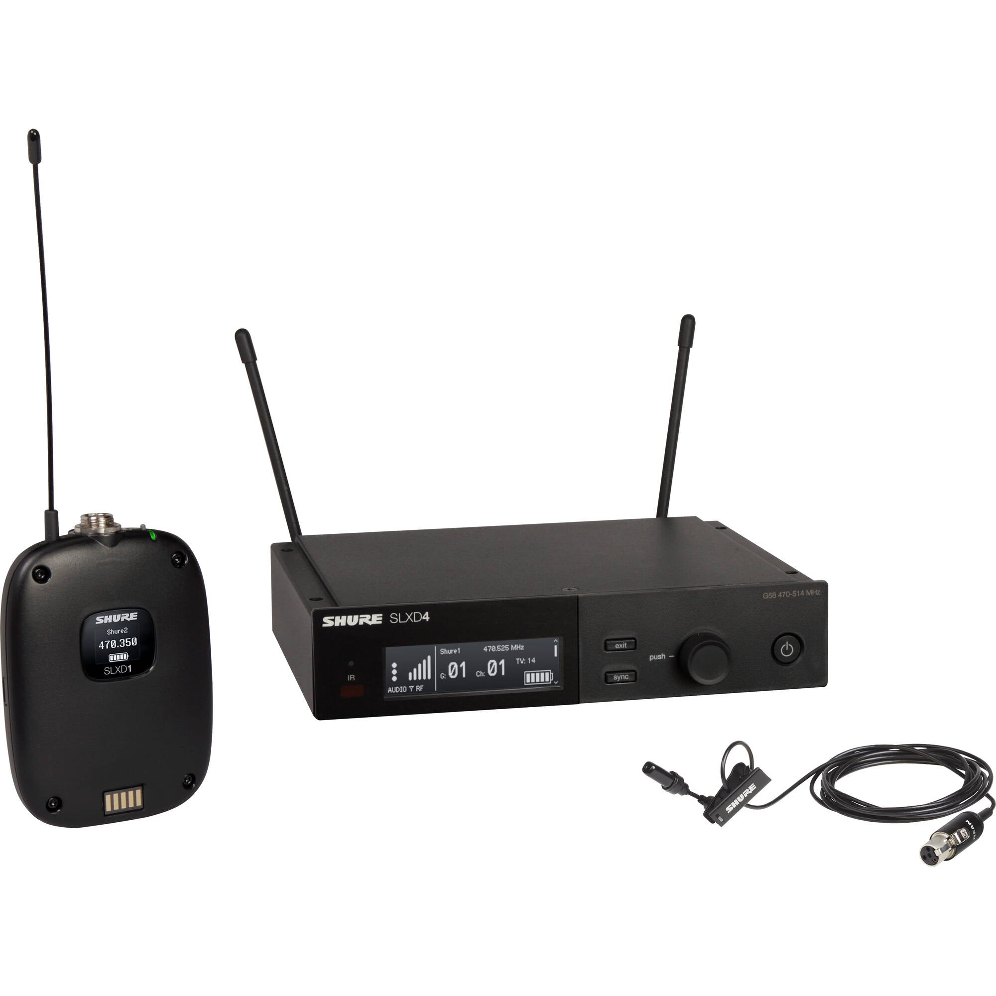 Shure SLXD14/UL4B Digital Wireless UniPlex Cardioid Lavalier Mic System (G58: 470-514 MHz)