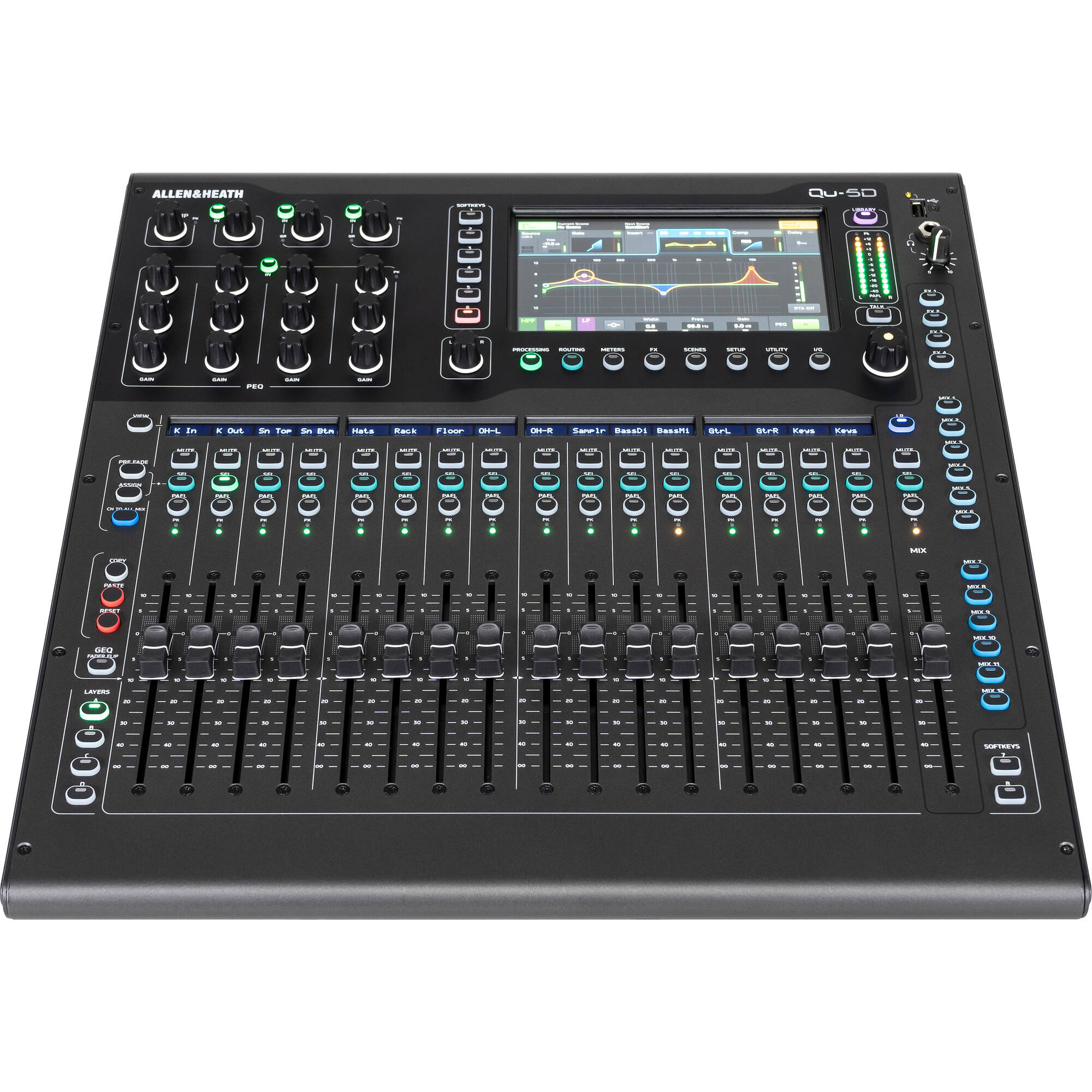 Allen & Heath Qu-5D 36-Channel / 12-Bus Digital Mixer with Dante and 16+1 Motorized Faders