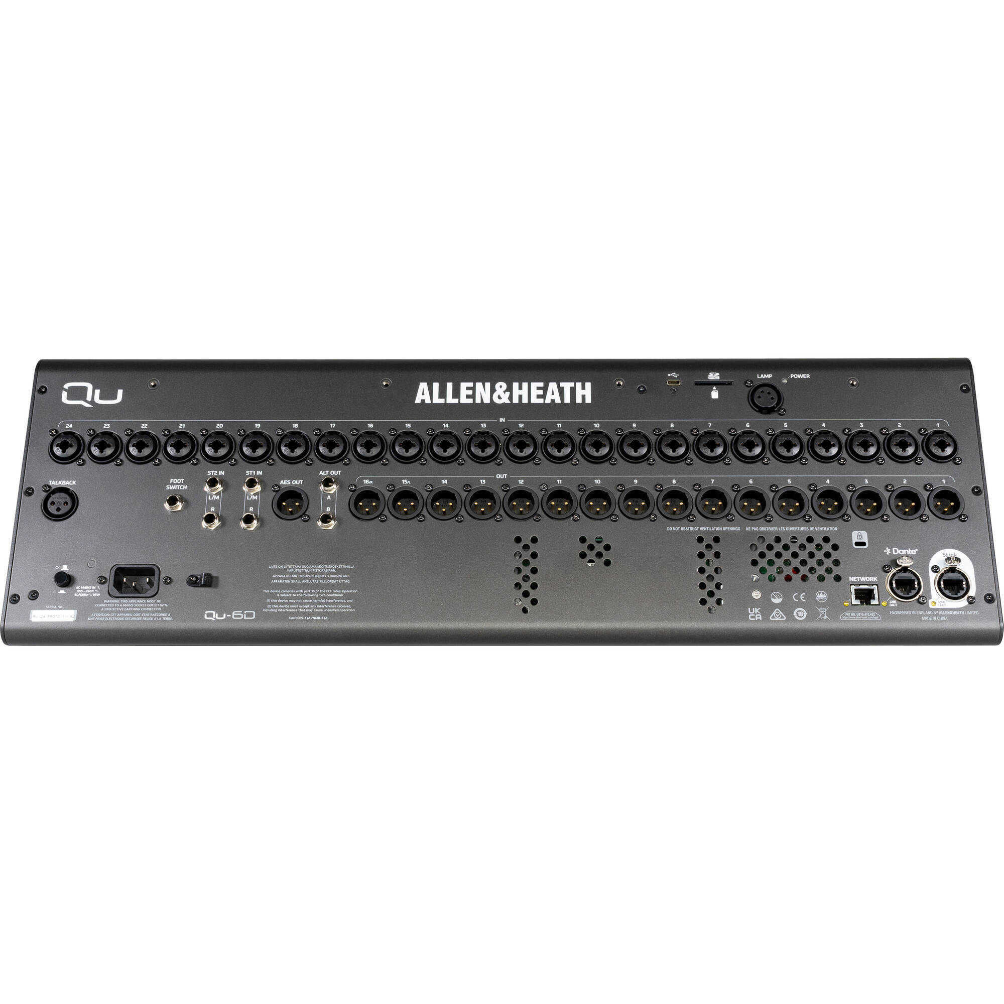 Allen & Heath Qu-6D 36-Channel / 12-Bus Digital Mixer with Dante and 24+1 Motorized Faders