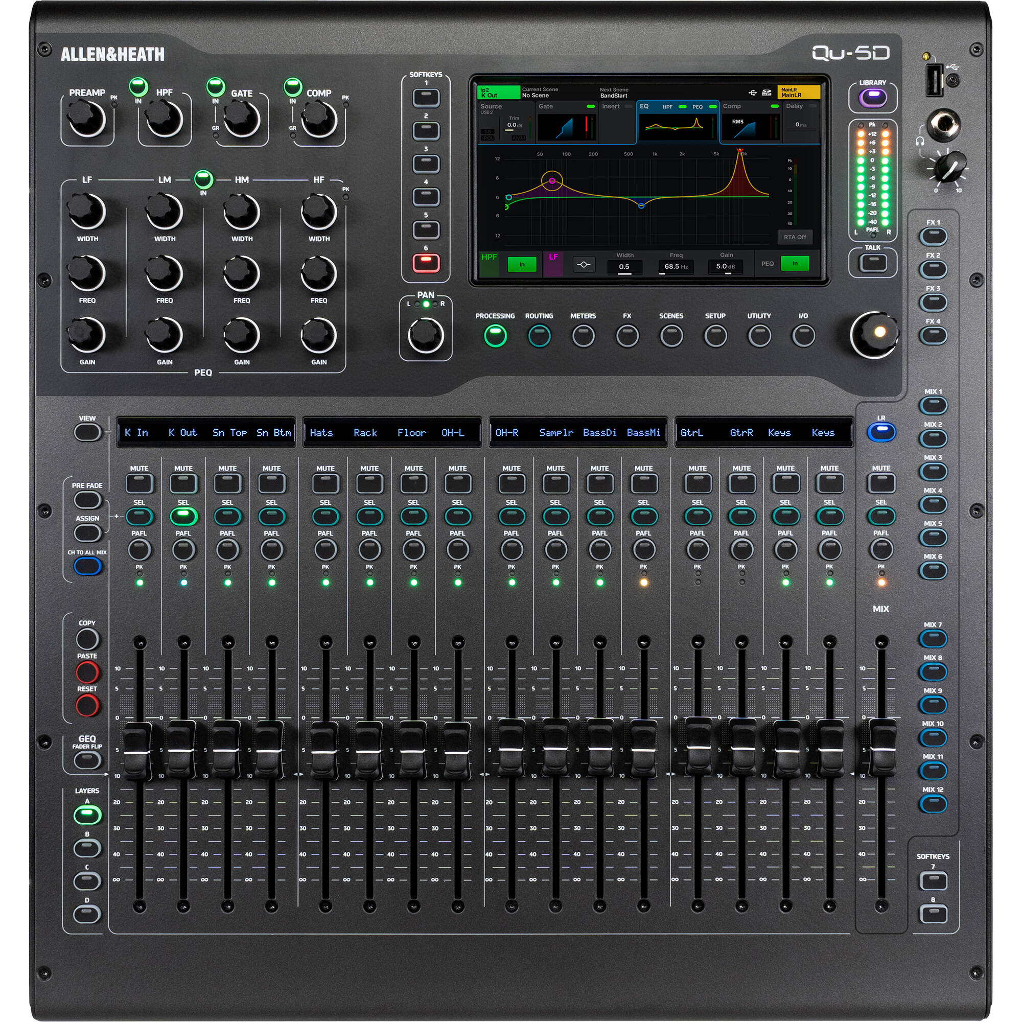 Allen & Heath Qu-5D 36-Channel / 12-Bus Digital Mixer with Dante and 16+1 Motorized Faders