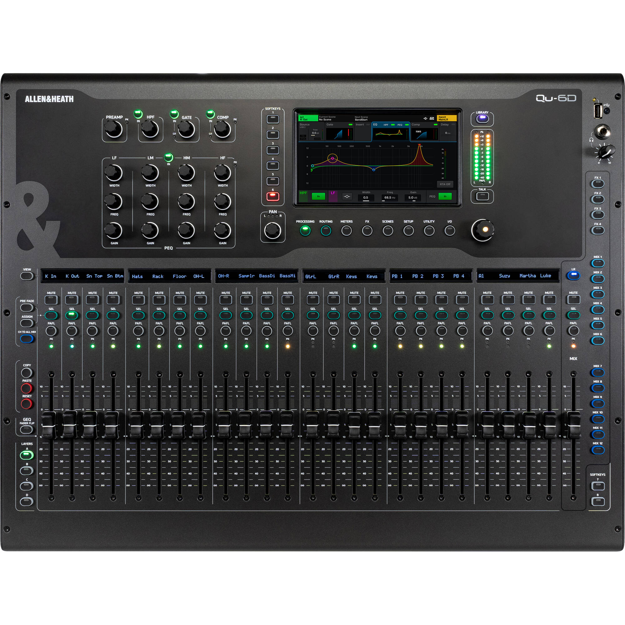 Allen & Heath Qu-6D 36-Channel / 12-Bus Digital Mixer with Dante and 24+1 Motorized Faders