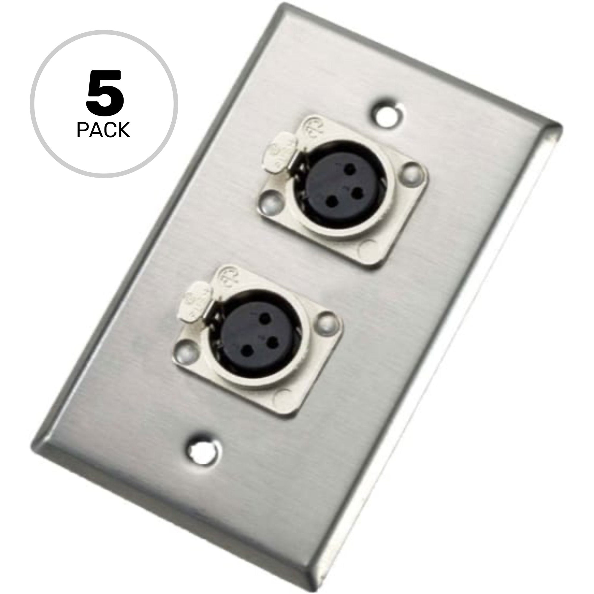 Neutrik 203F Single Gang Wall Plate with Dual Female 3-Pin XLR (5 Pack)