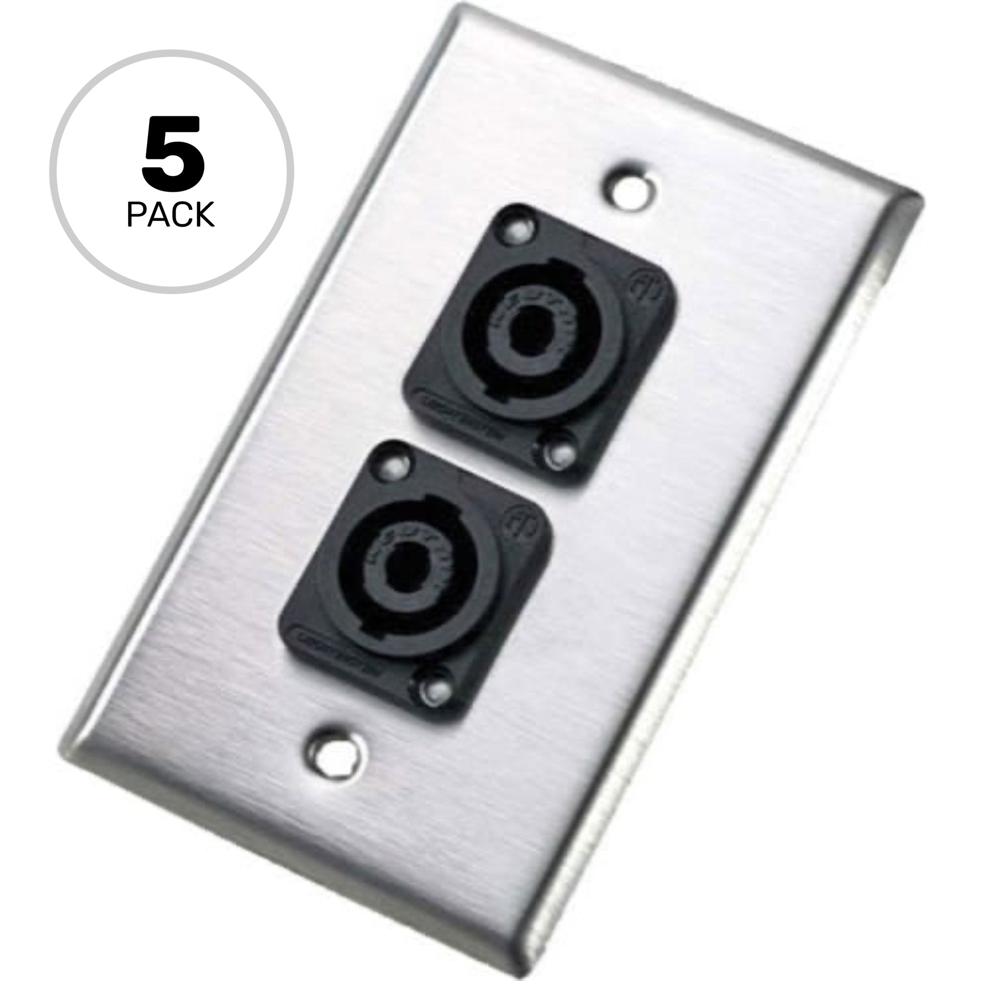 Neutrik 204L Single Gang Wall Plate with Dual NL4MP speakON (5 Pack)
