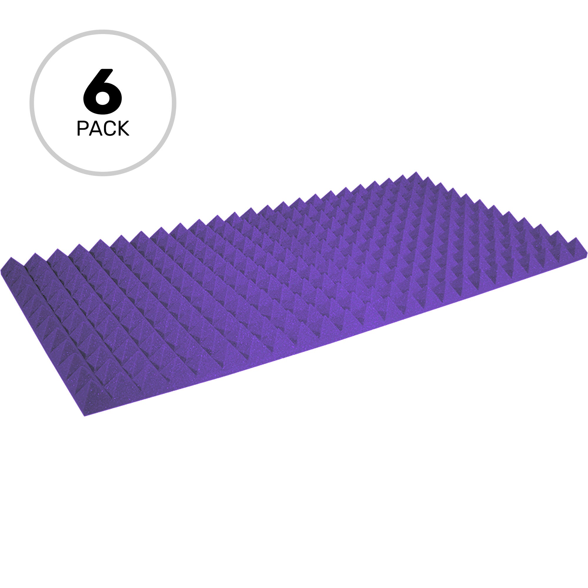 Performance Audio 24" x 48" x 2" Pyramid Acoustic Foam Panel (Purple, 6 Pack)